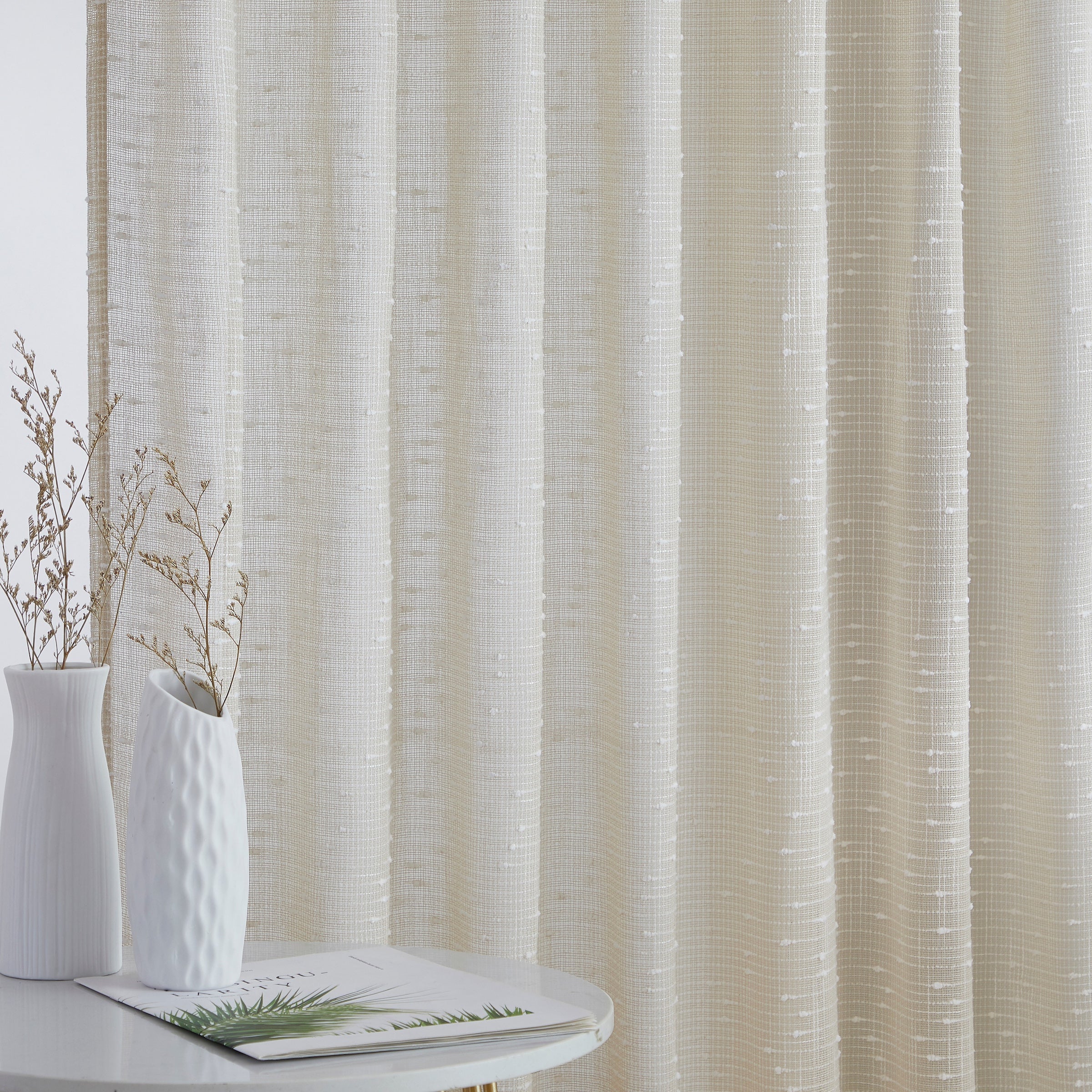 Emily Faux Linen Rod Pocket Back Tab Curtains