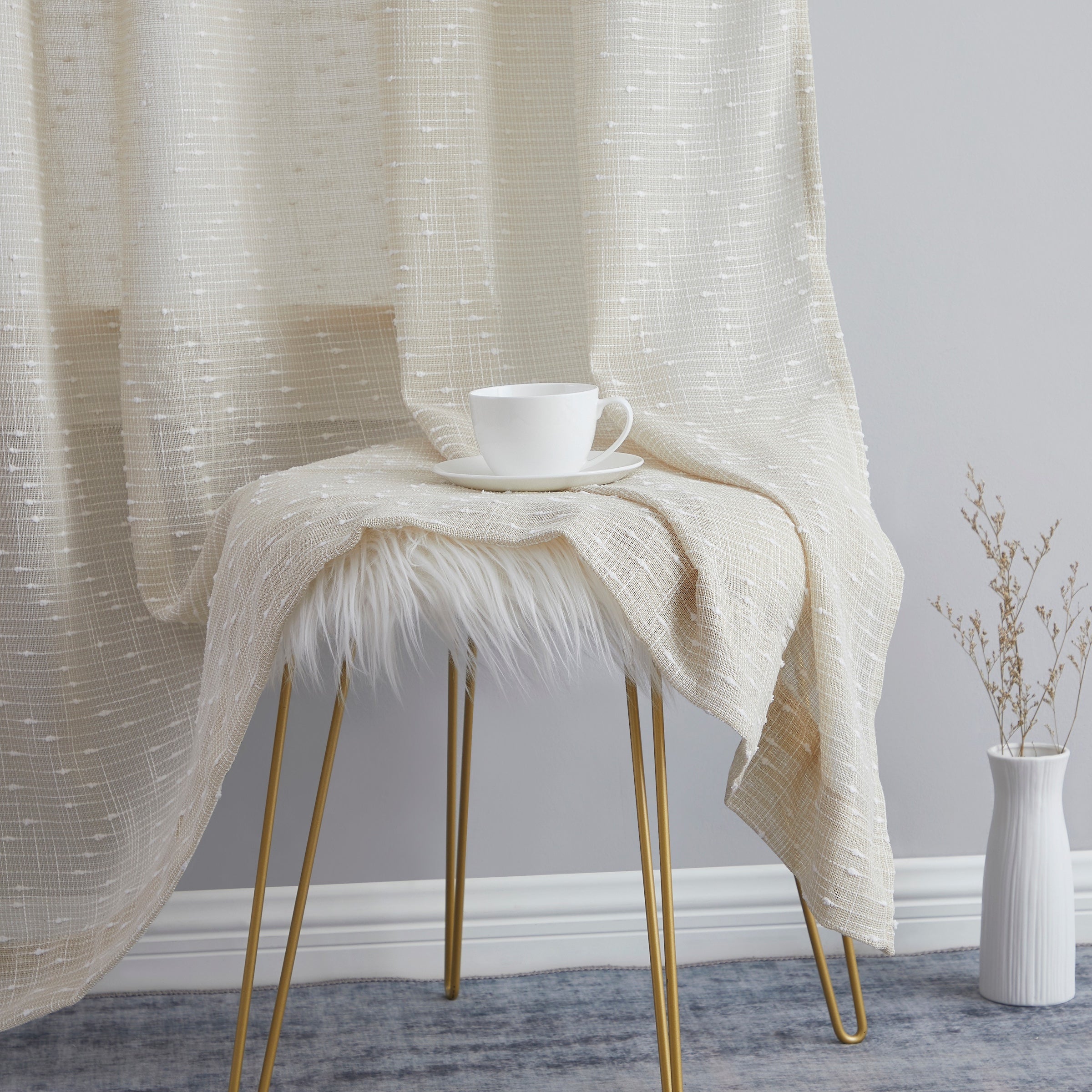 Emily Faux Linen Rod Pocket Back Tab Curtains