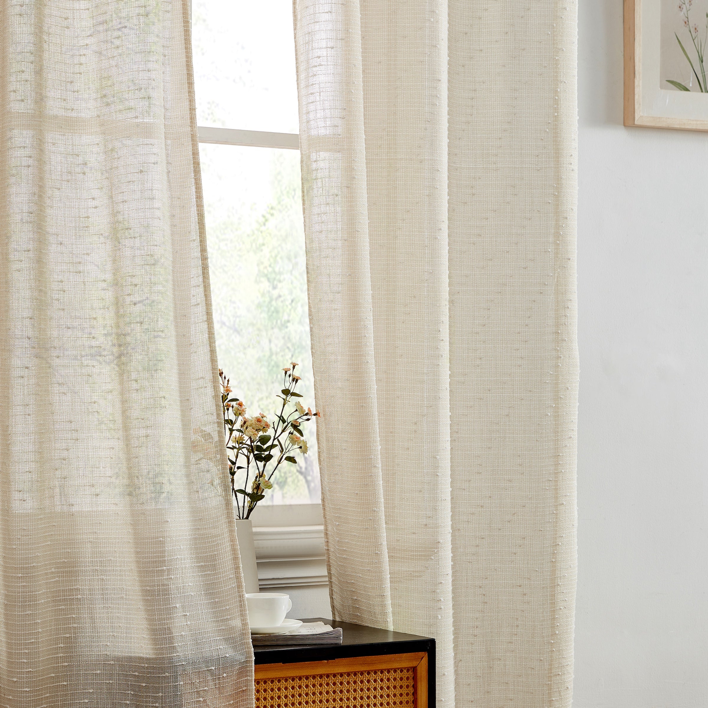 Emily Faux Linen Rod Pocket Back Tab Curtains