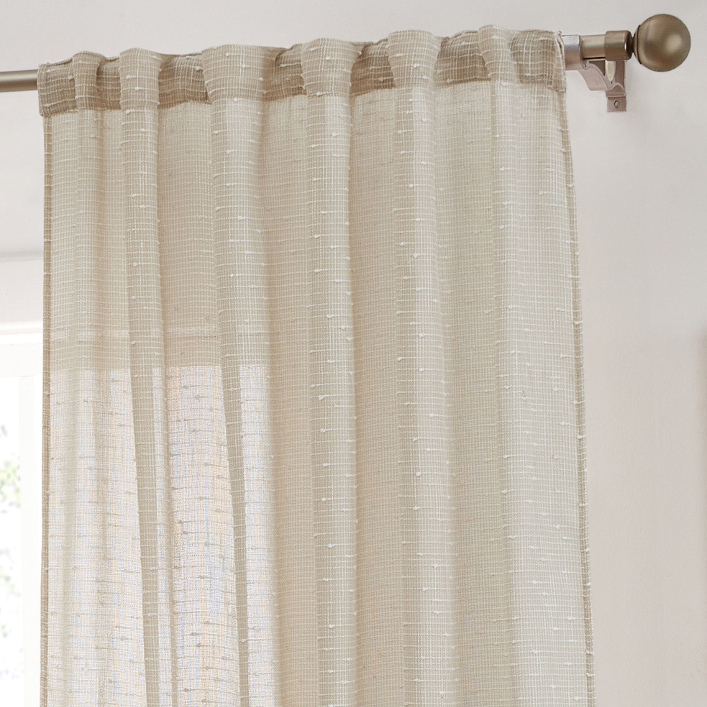 Emily Faux Linen Rod Pocket Back Tab Curtains
