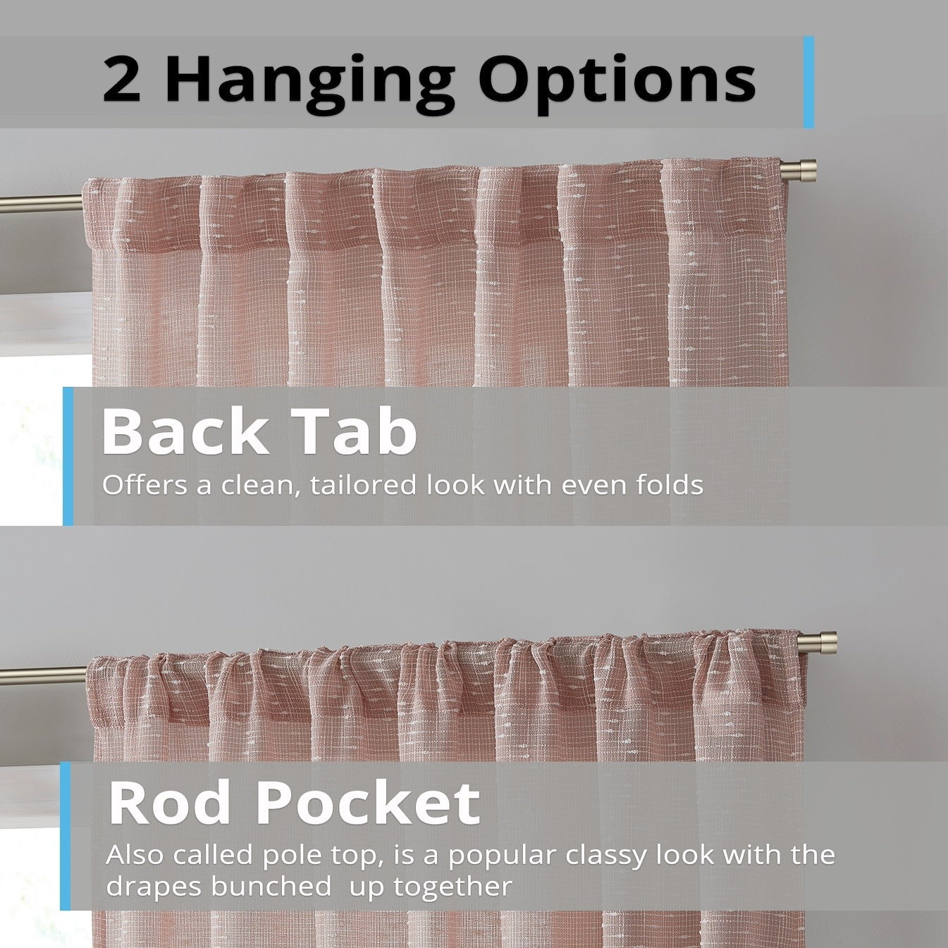 Emily Faux Linen Rod Pocket Back Tab Curtains