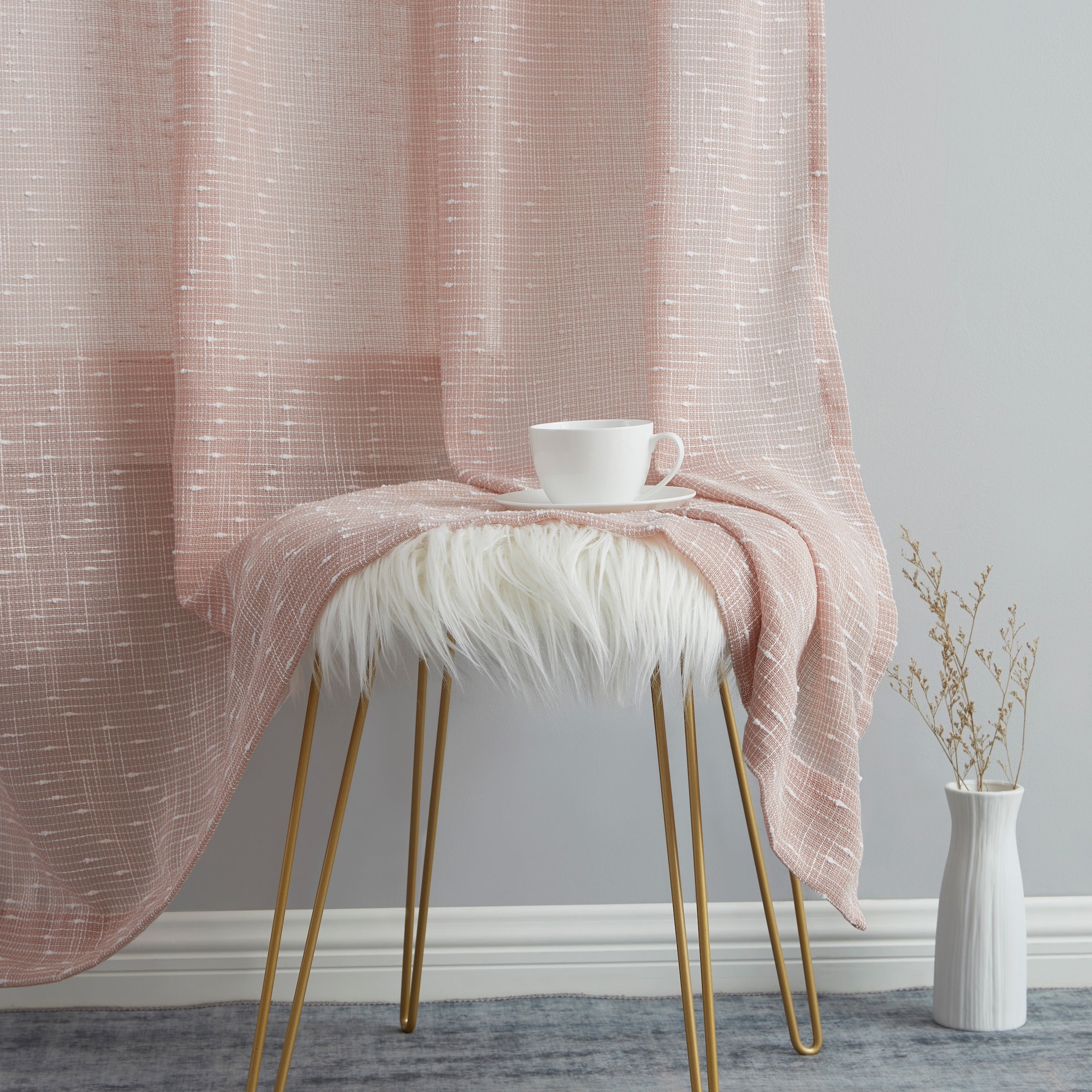 Emily Faux Linen Rod Pocket Back Tab Curtains