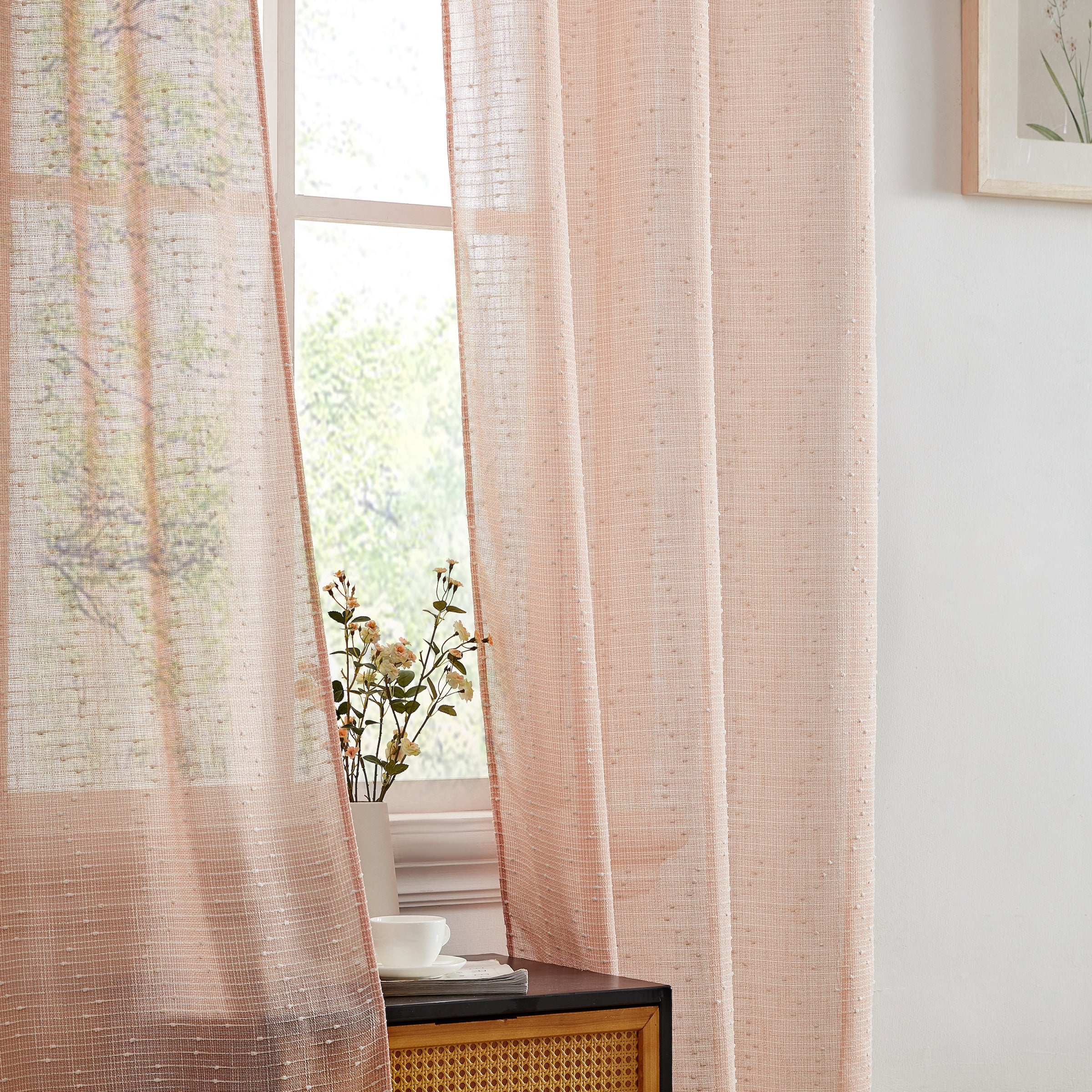 Emily Faux Linen Rod Pocket Back Tab Curtains