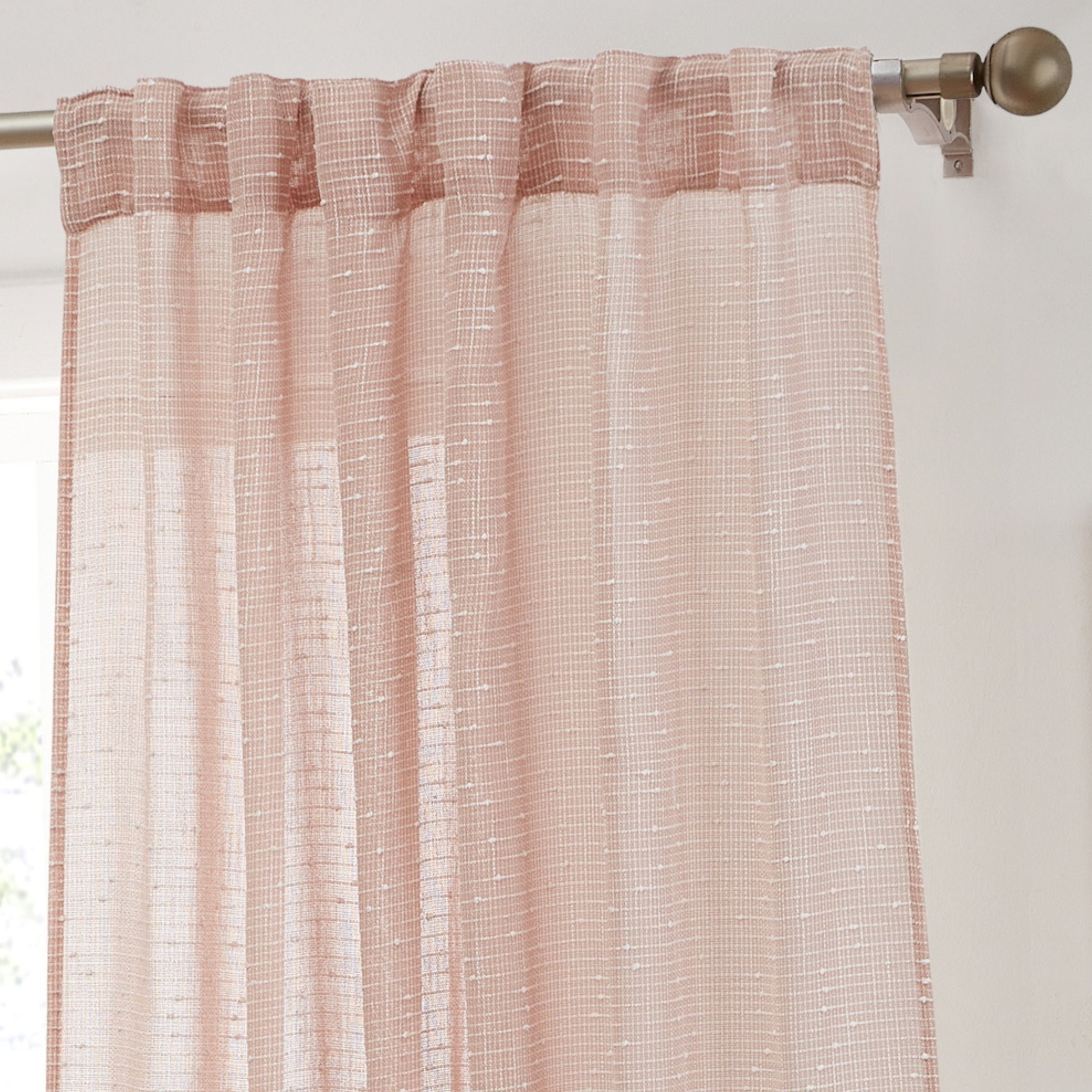 Emily Faux Linen Rod Pocket Back Tab Curtains