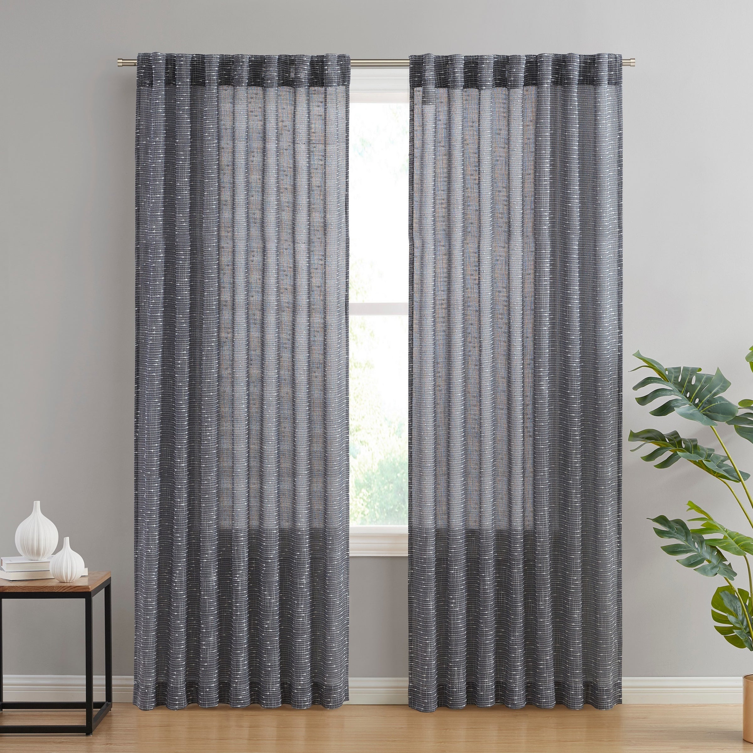 Emily Faux Linen Rod Pocket Back Tab Curtains