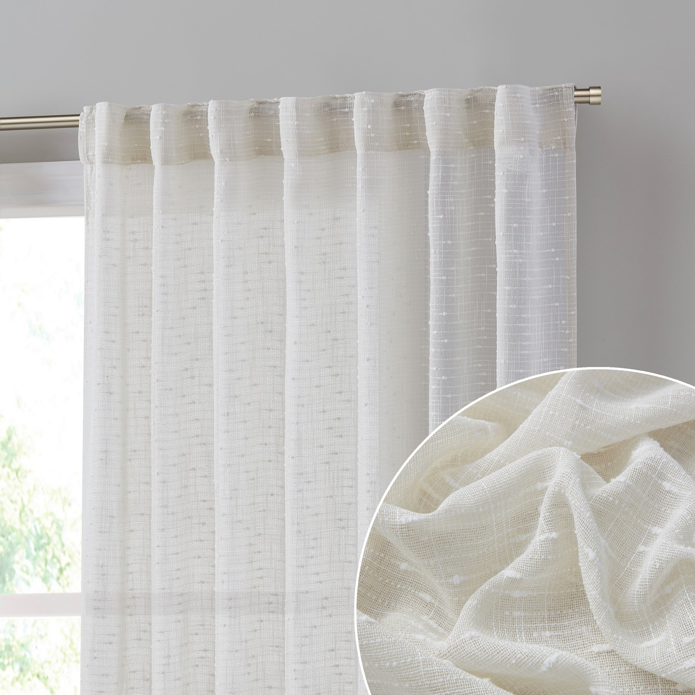 Emily Faux Linen Rod Pocket Back Tab Curtains