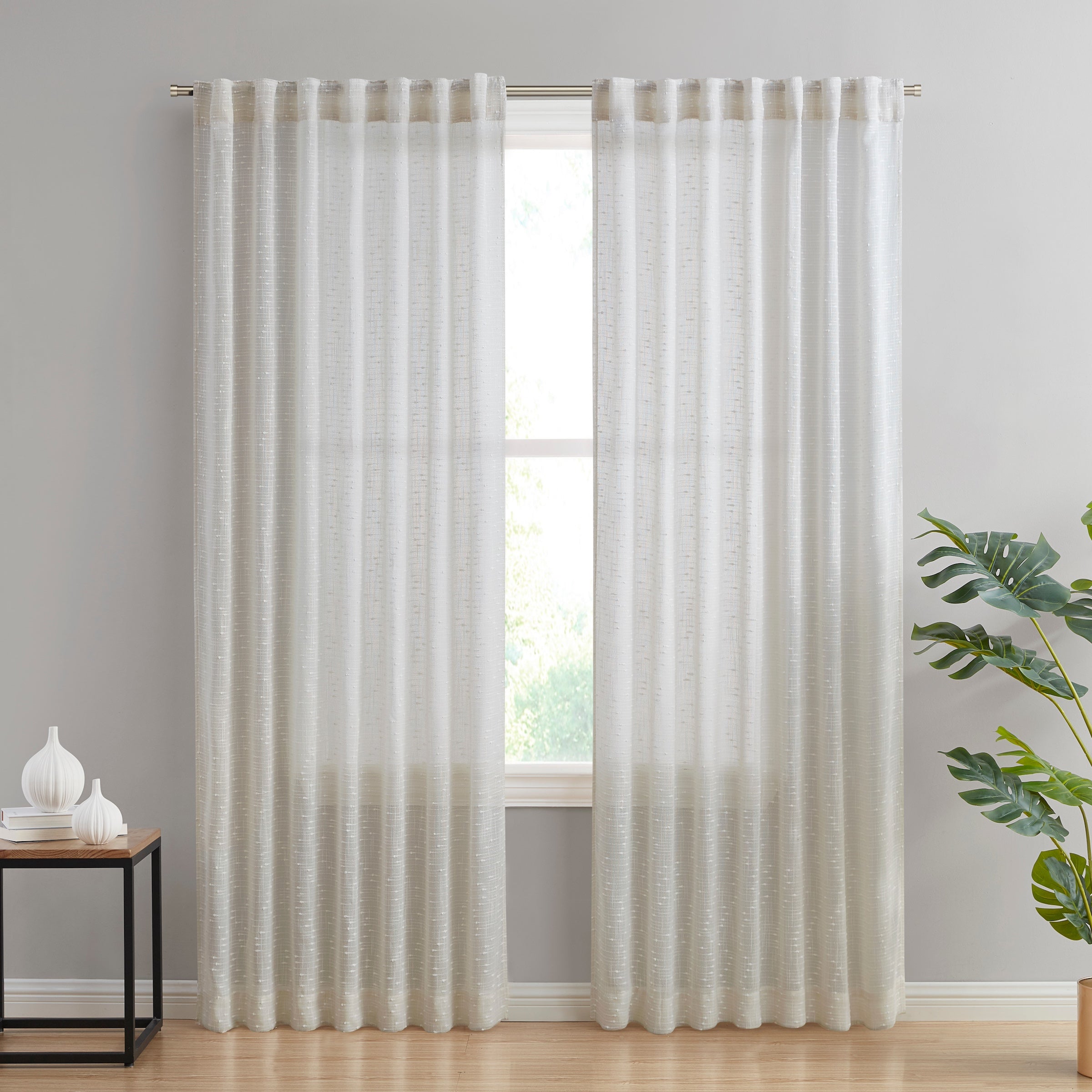 Emily Faux Linen Rod Pocket Back Tab Curtains