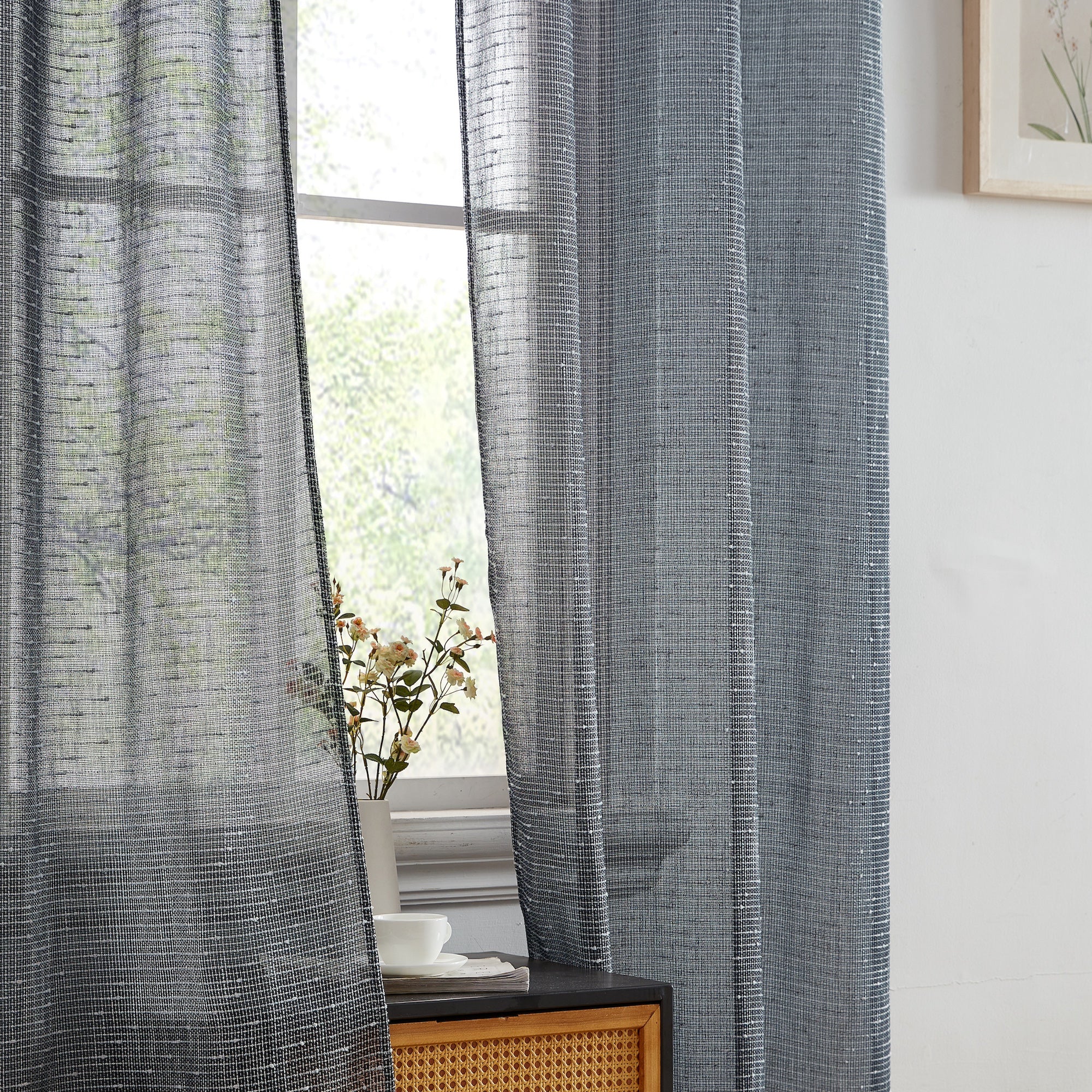 Emily Faux Linen Rod Pocket Back Tab Curtains