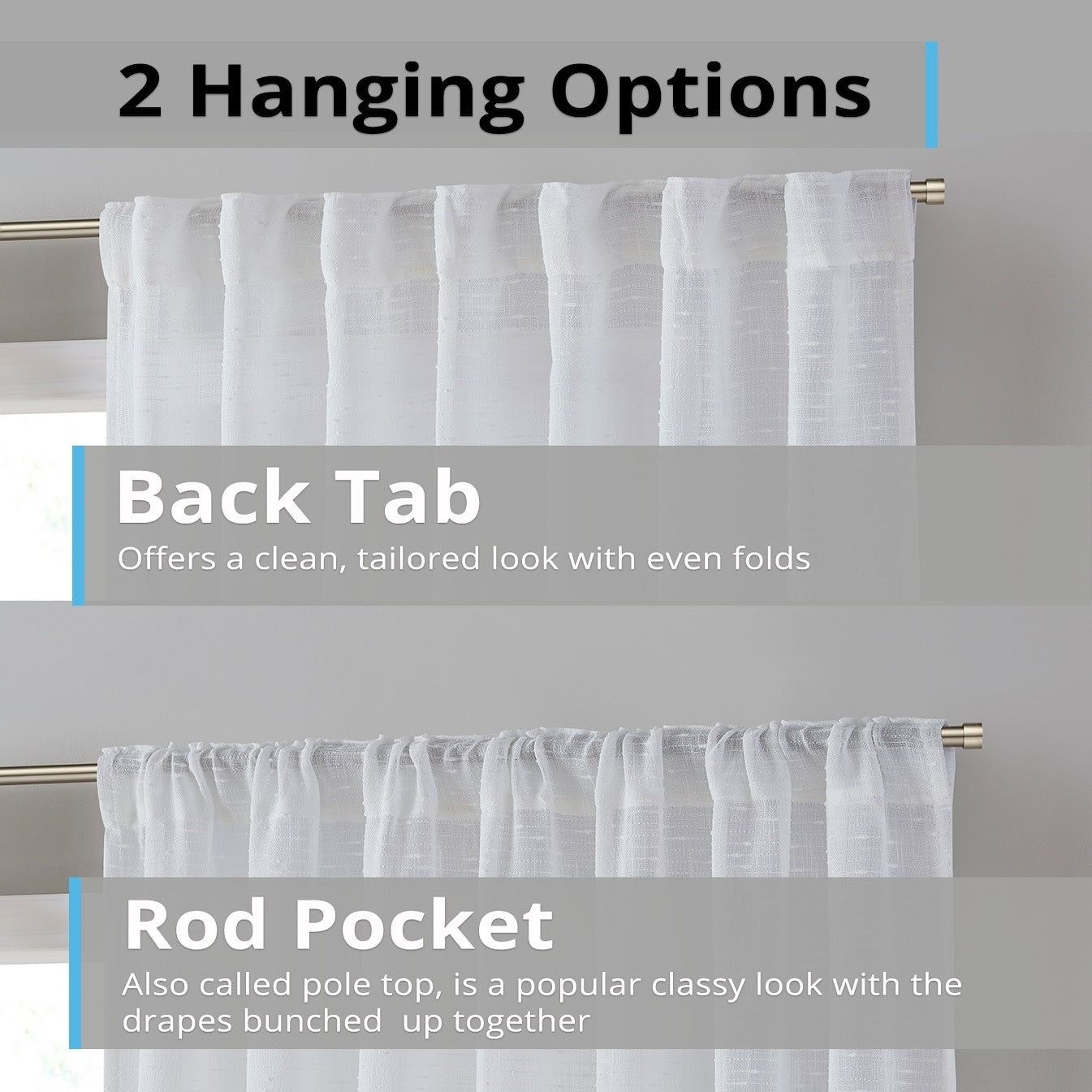 Emily Faux Linen Rod Pocket Back Tab Curtains