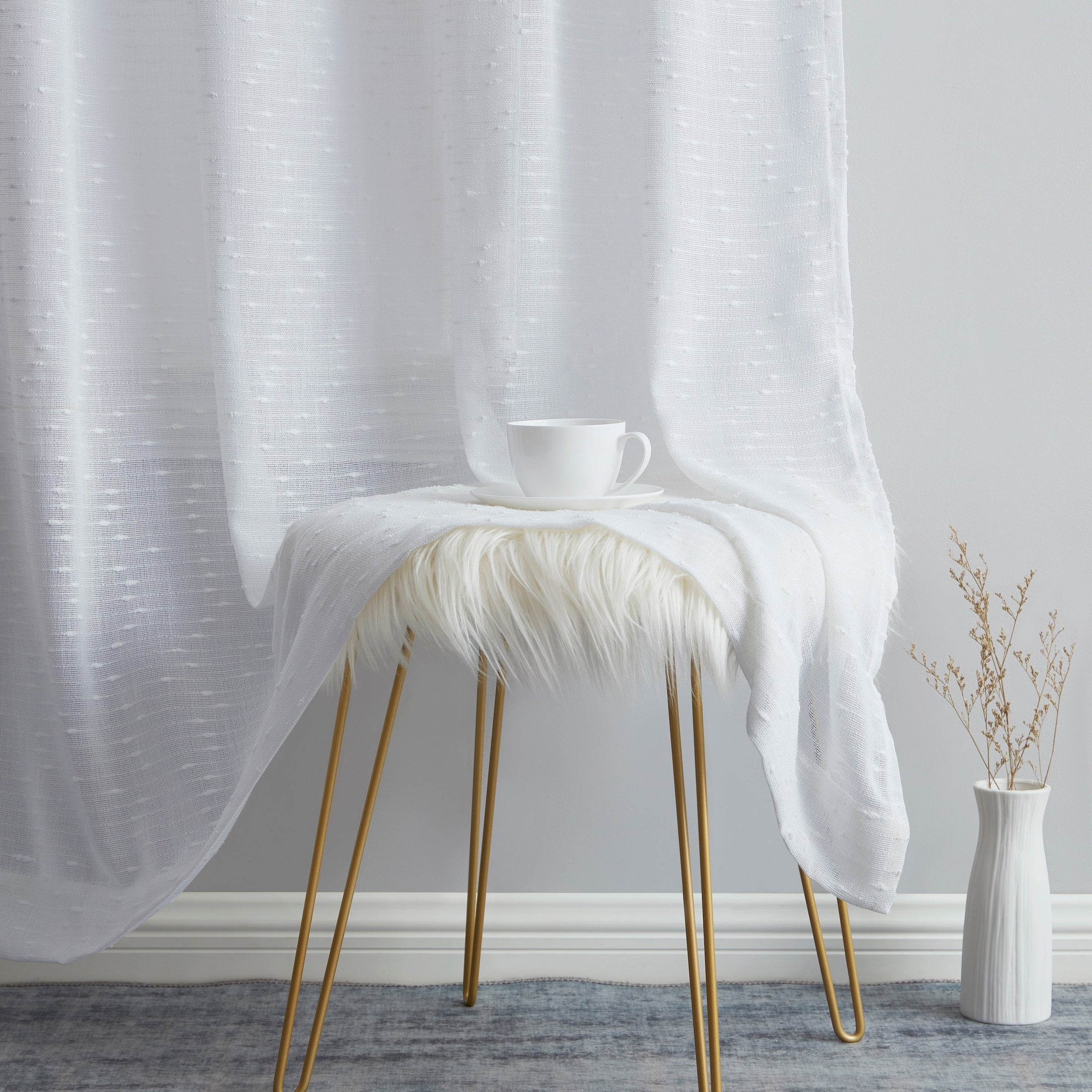 Emily Faux Linen Rod Pocket Back Tab Curtains