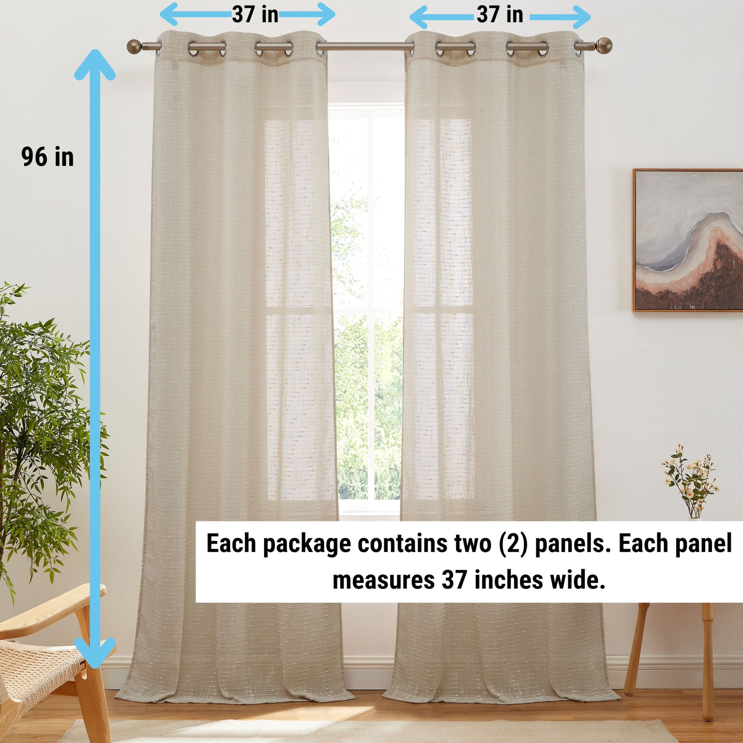 Emily Faux Linen Grommet Curtains