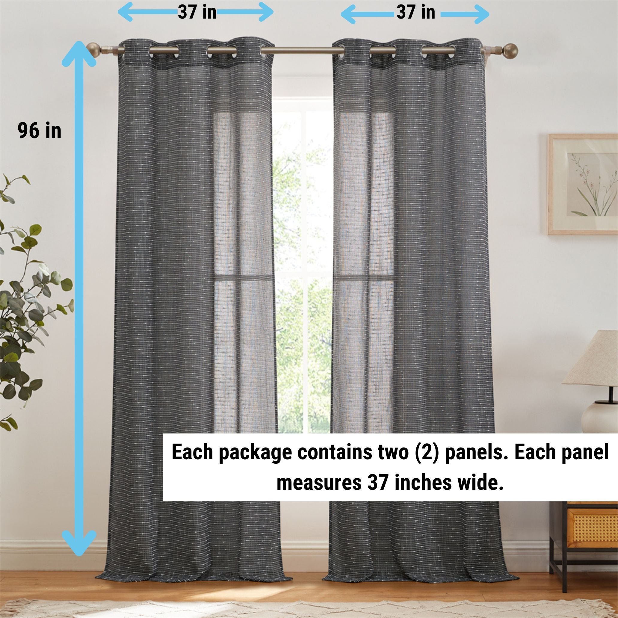 Emily Faux Linen Grommet Curtains