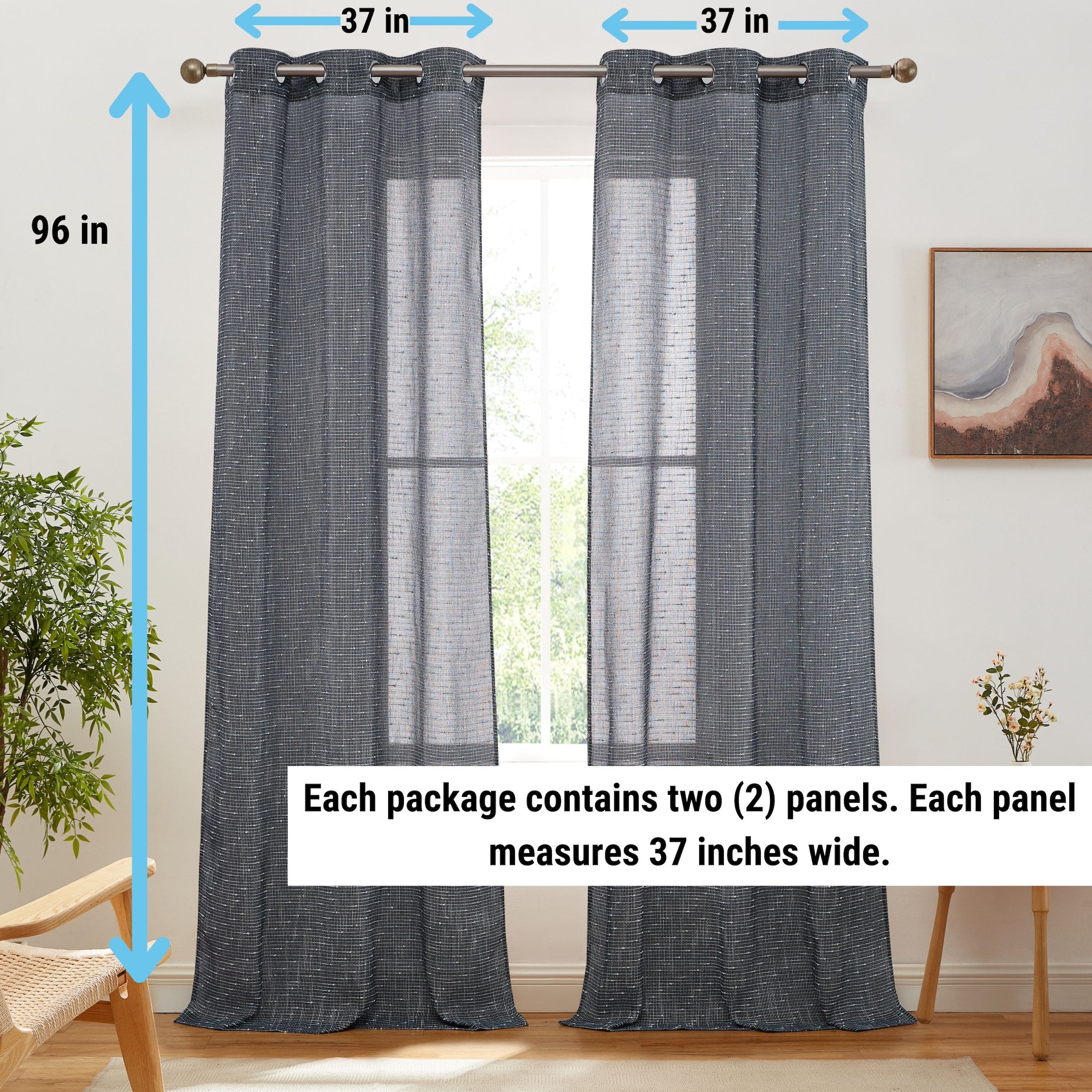 Emily Faux Linen Grommet Curtains