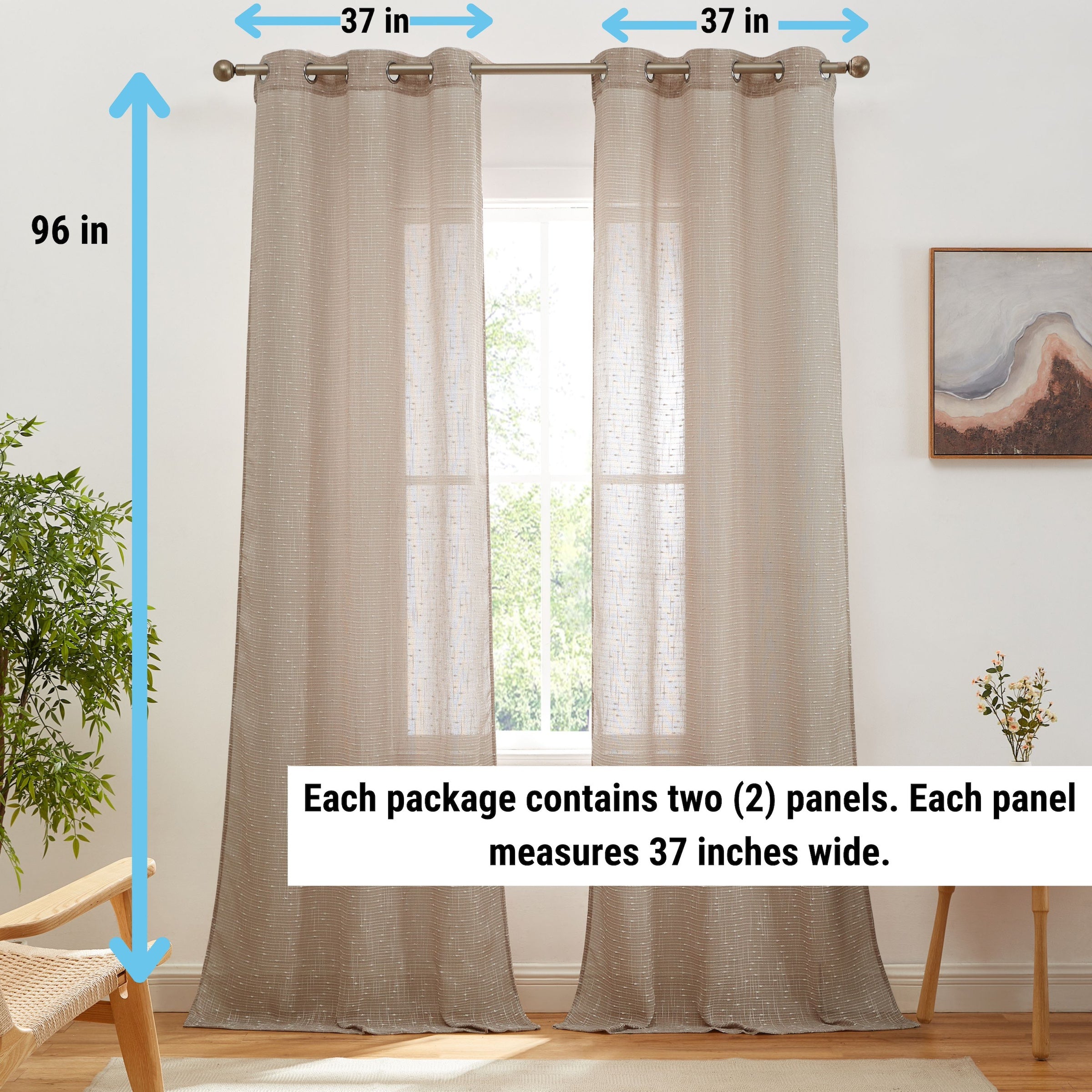 Emily Faux Linen Grommet Curtains