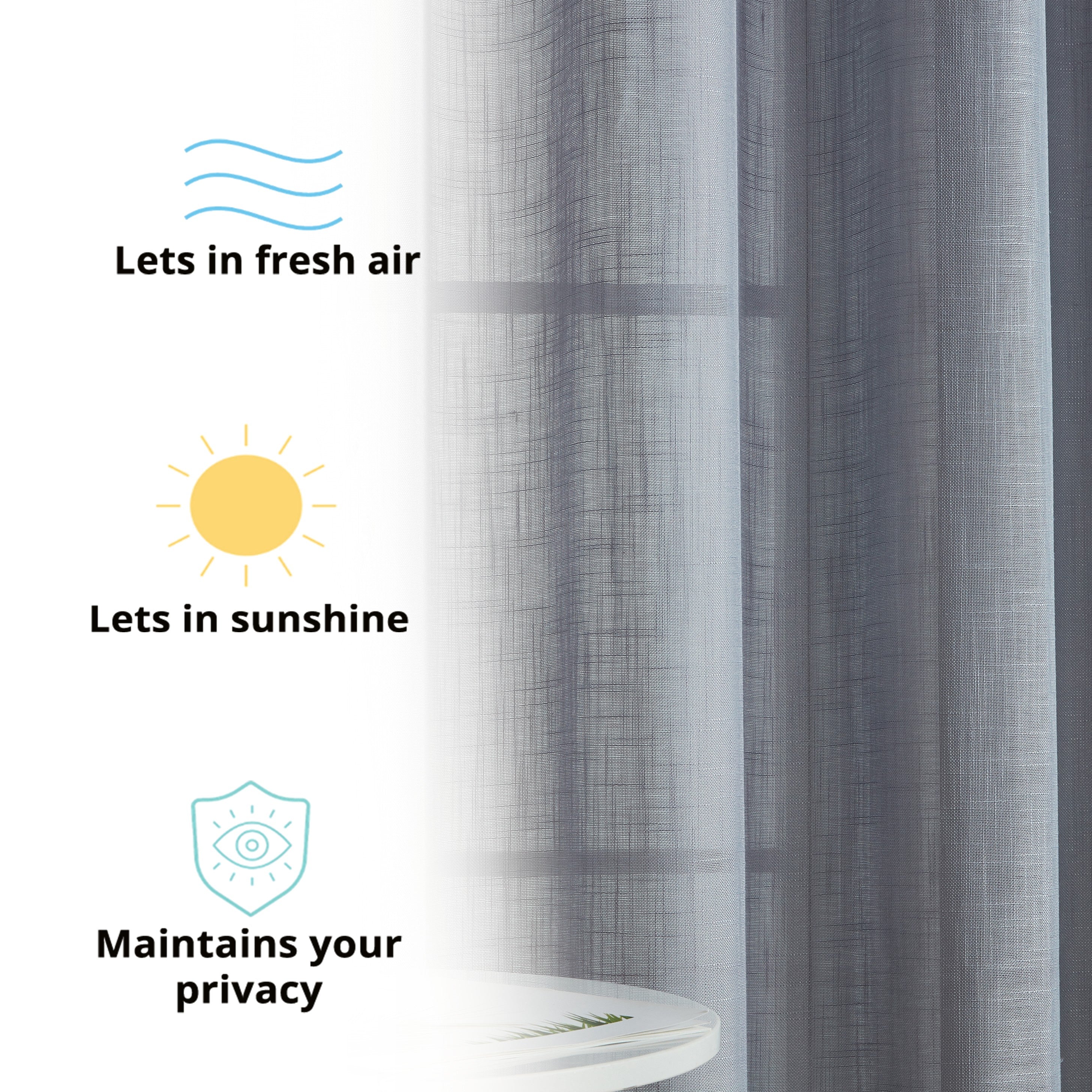 Privacy Faux Linen Textured Semi Sheer Curtain Panels