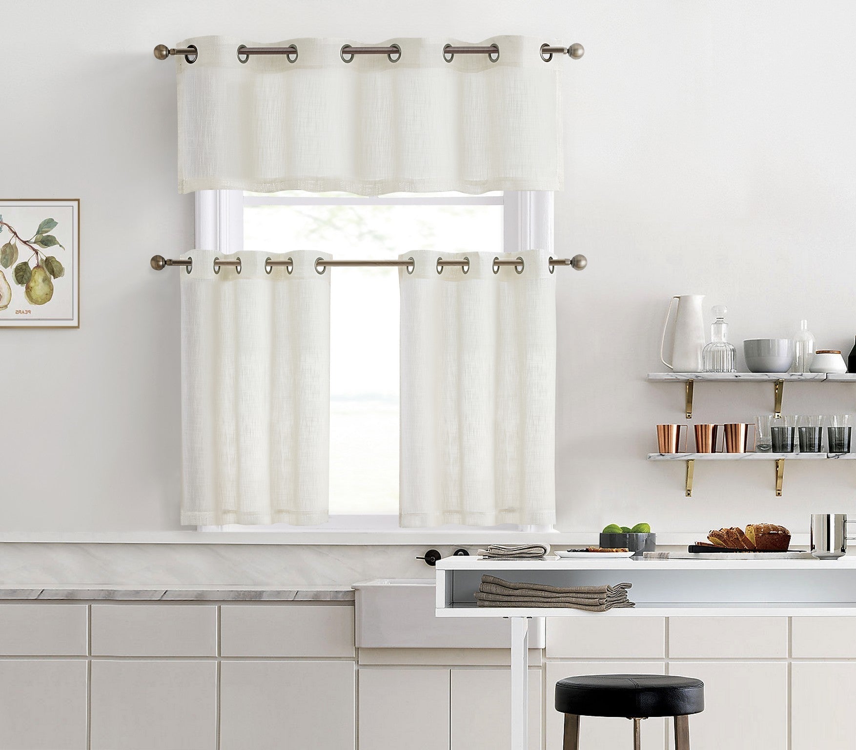 Abbey Faux Linen Grommet Cafe Valance