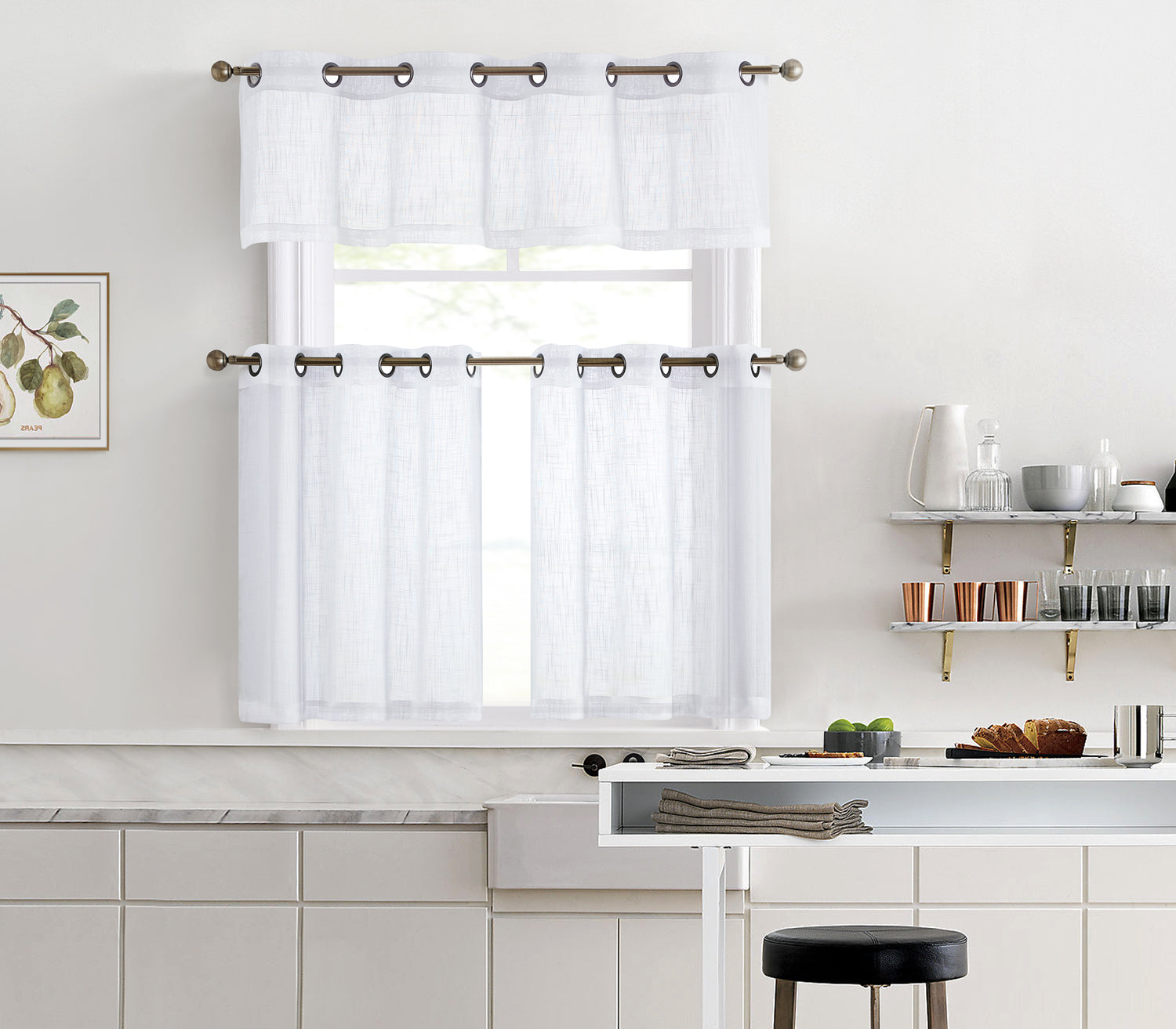 Abbey Faux Linen Grommet Cafe Valance