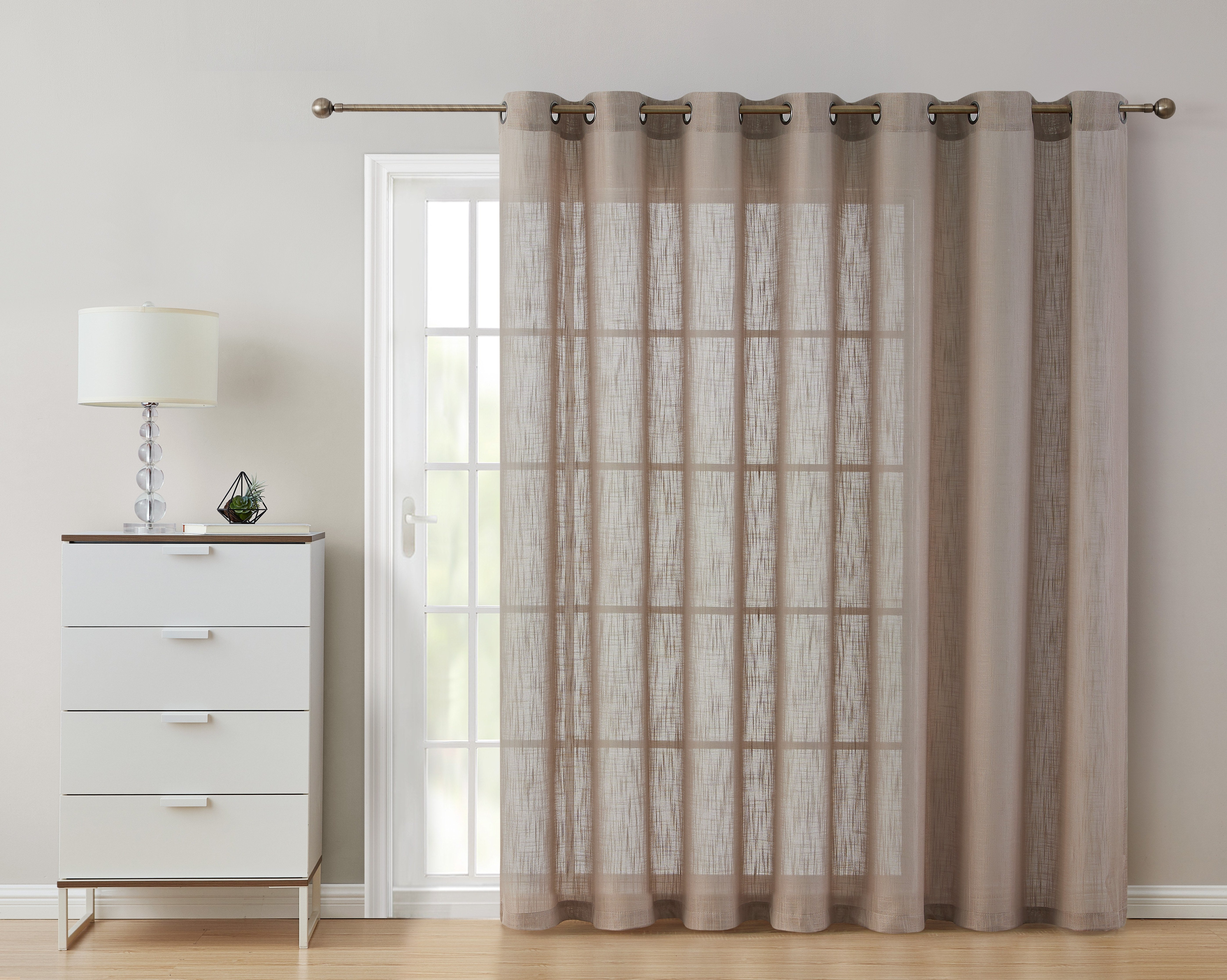 Privacy Faux Linen Textured Semi Sheer Curtain Panels