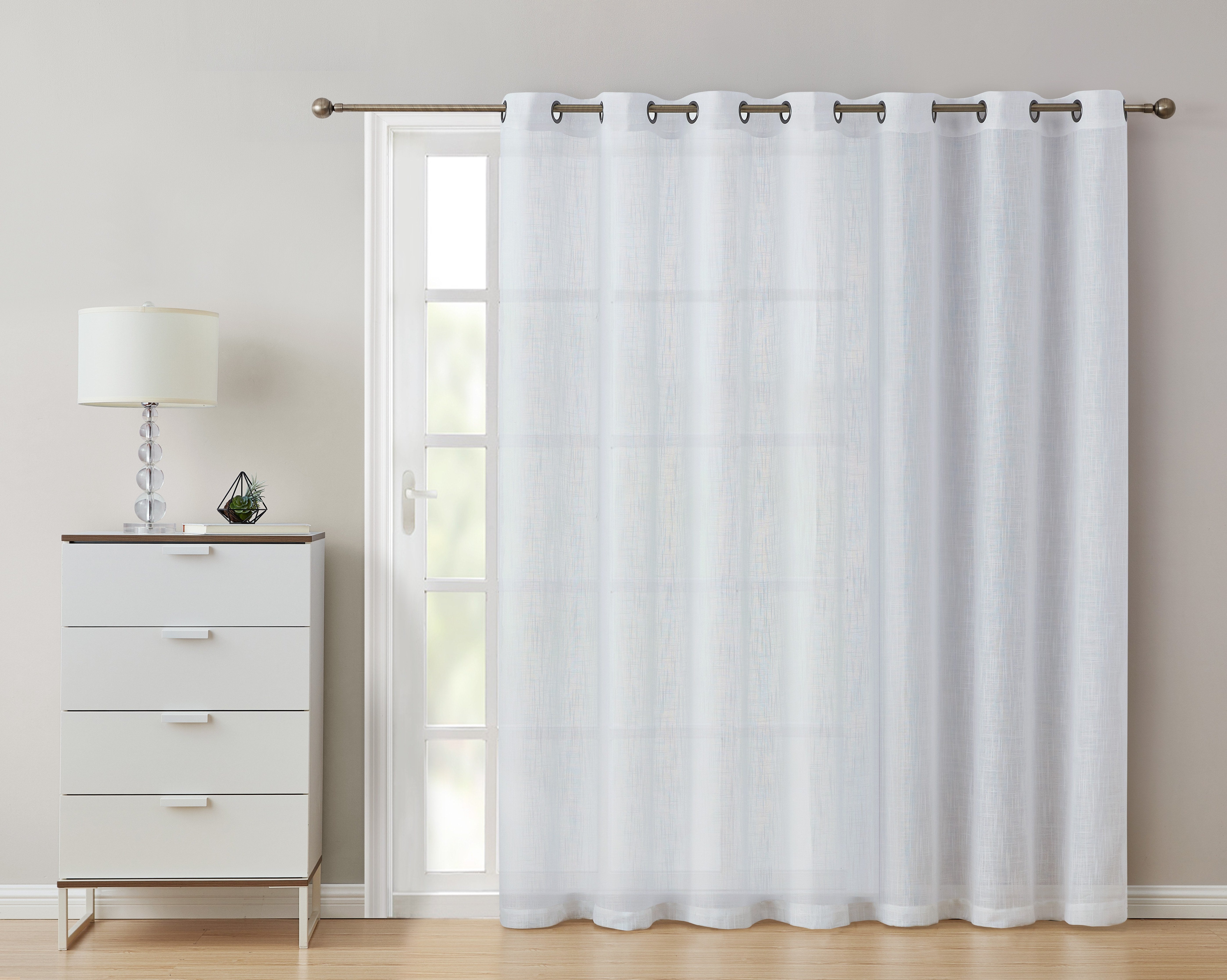 Privacy Faux Linen Textured Semi Sheer Curtain Panels