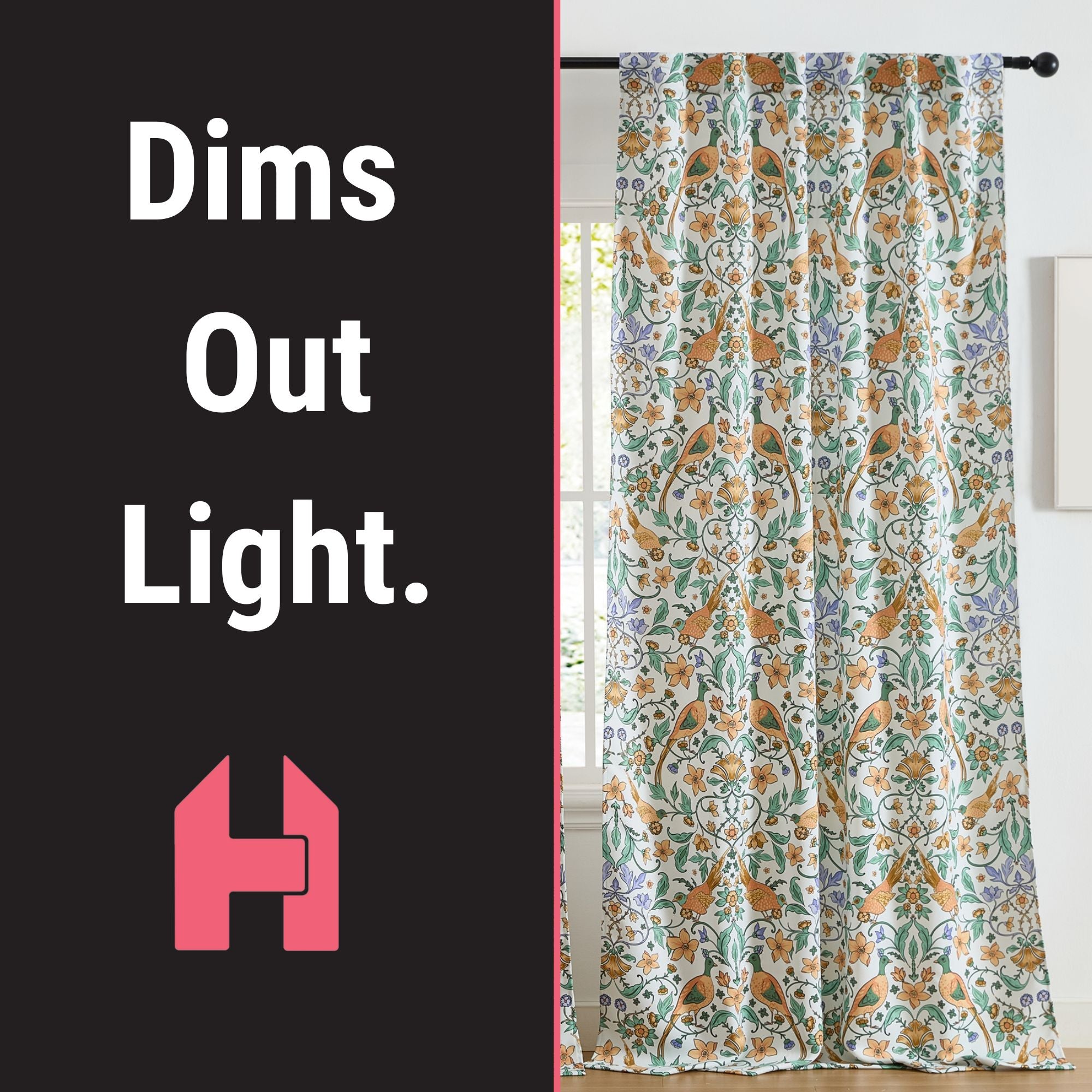 Florence Floral & Birds Curtains - Set of 2