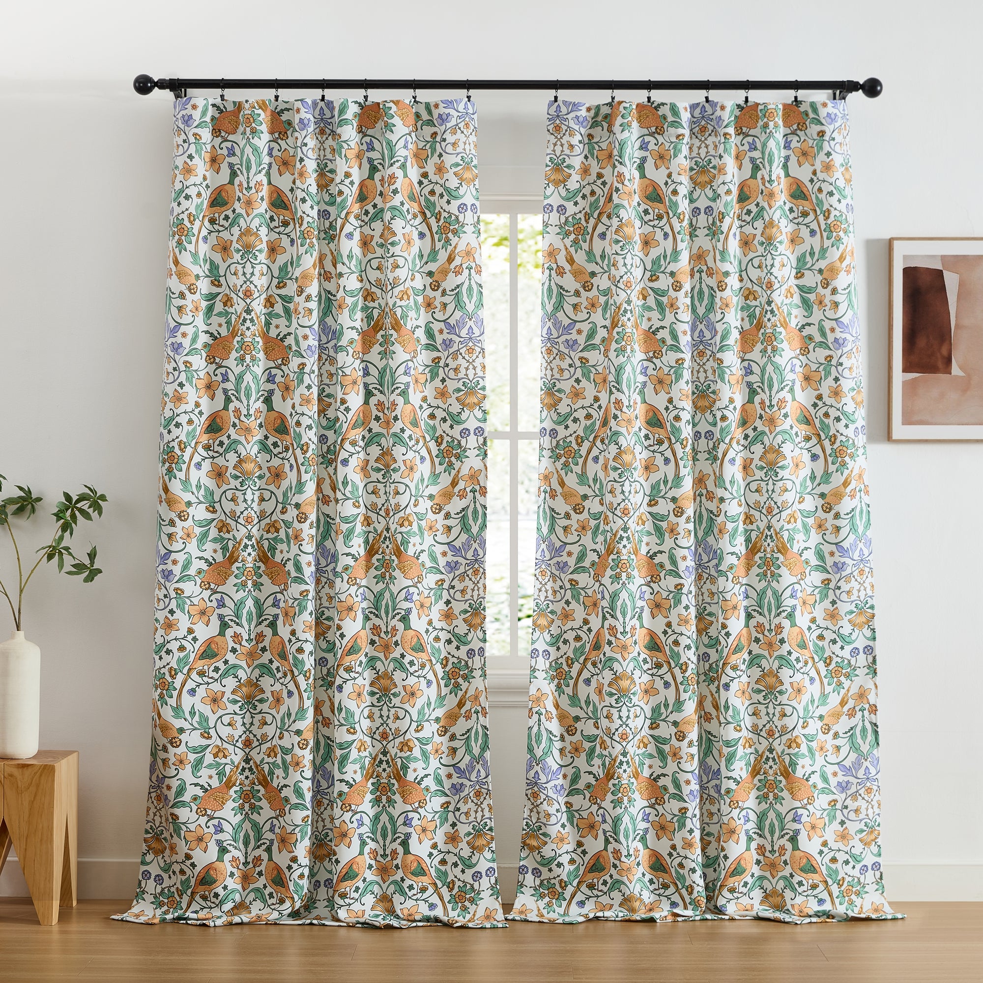 Florence Floral & Birds Curtains - Set of 2