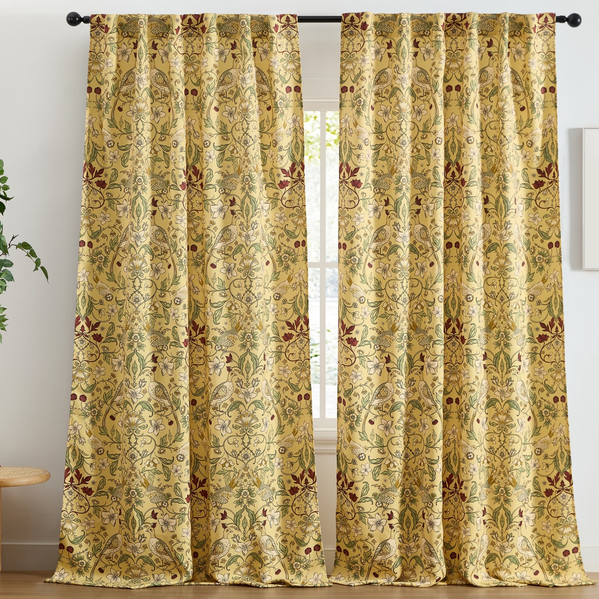 Florence Floral & Birds Curtains - Set of 2