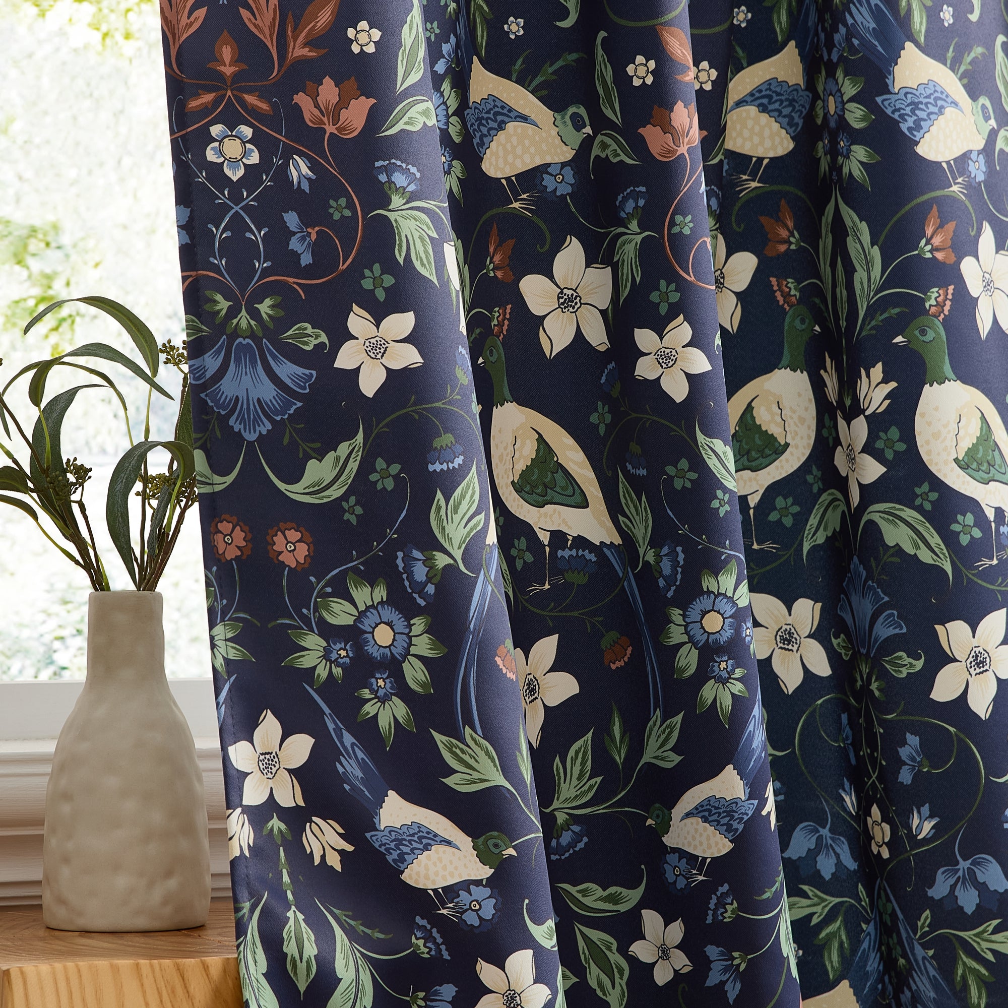Florence Floral & Birds Curtains - Set of 2