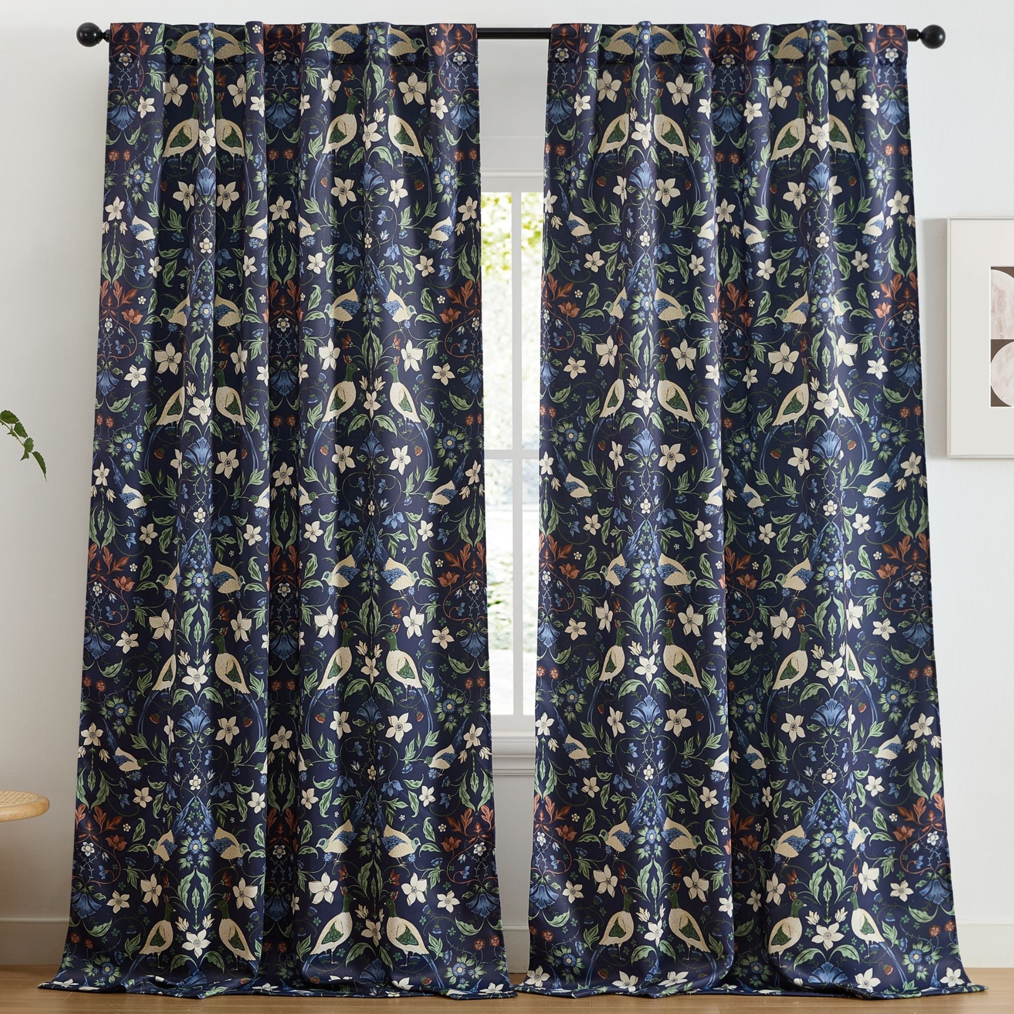 Florence Floral & Birds Curtains - Set of 2