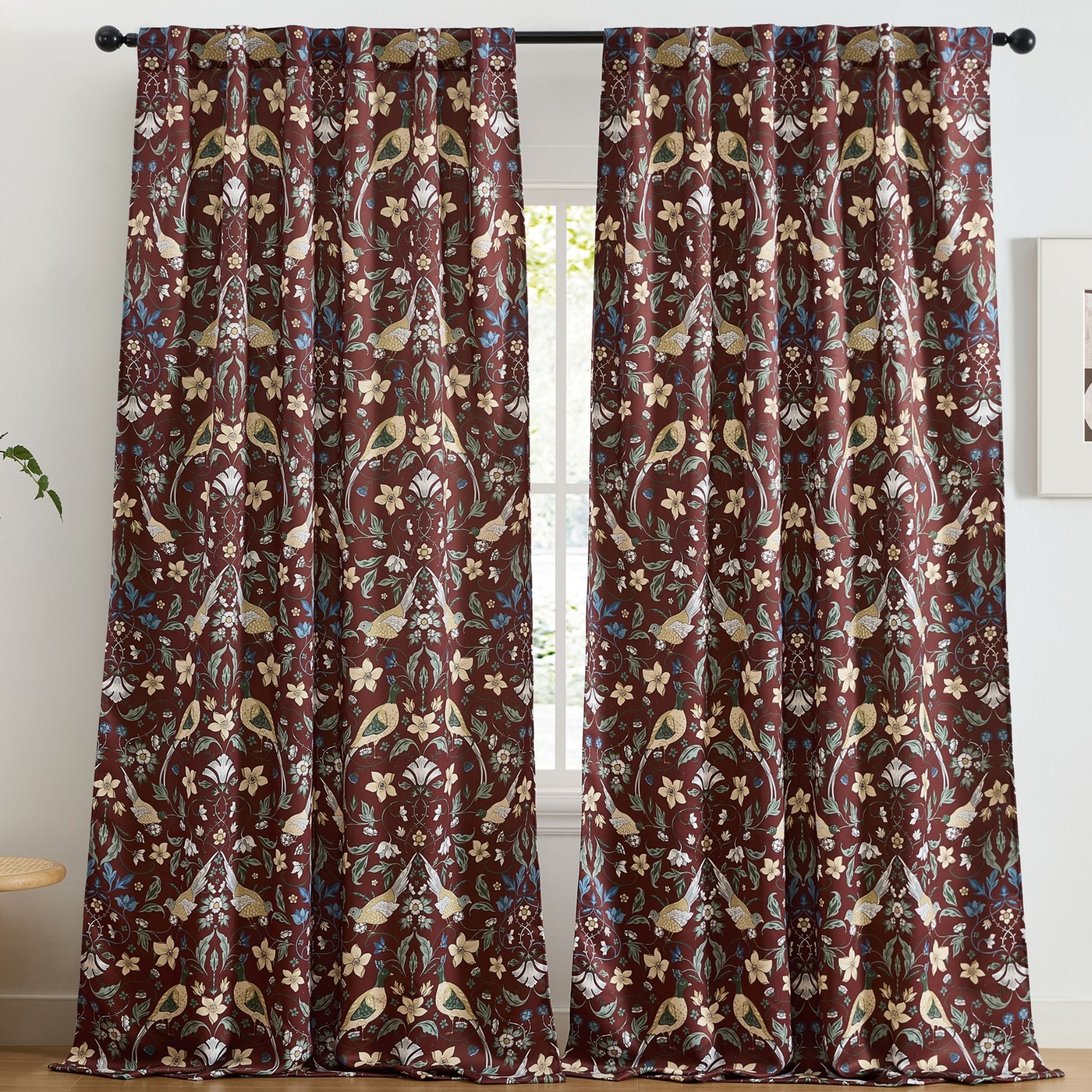 Florence Floral & Birds Curtains - Set of 2