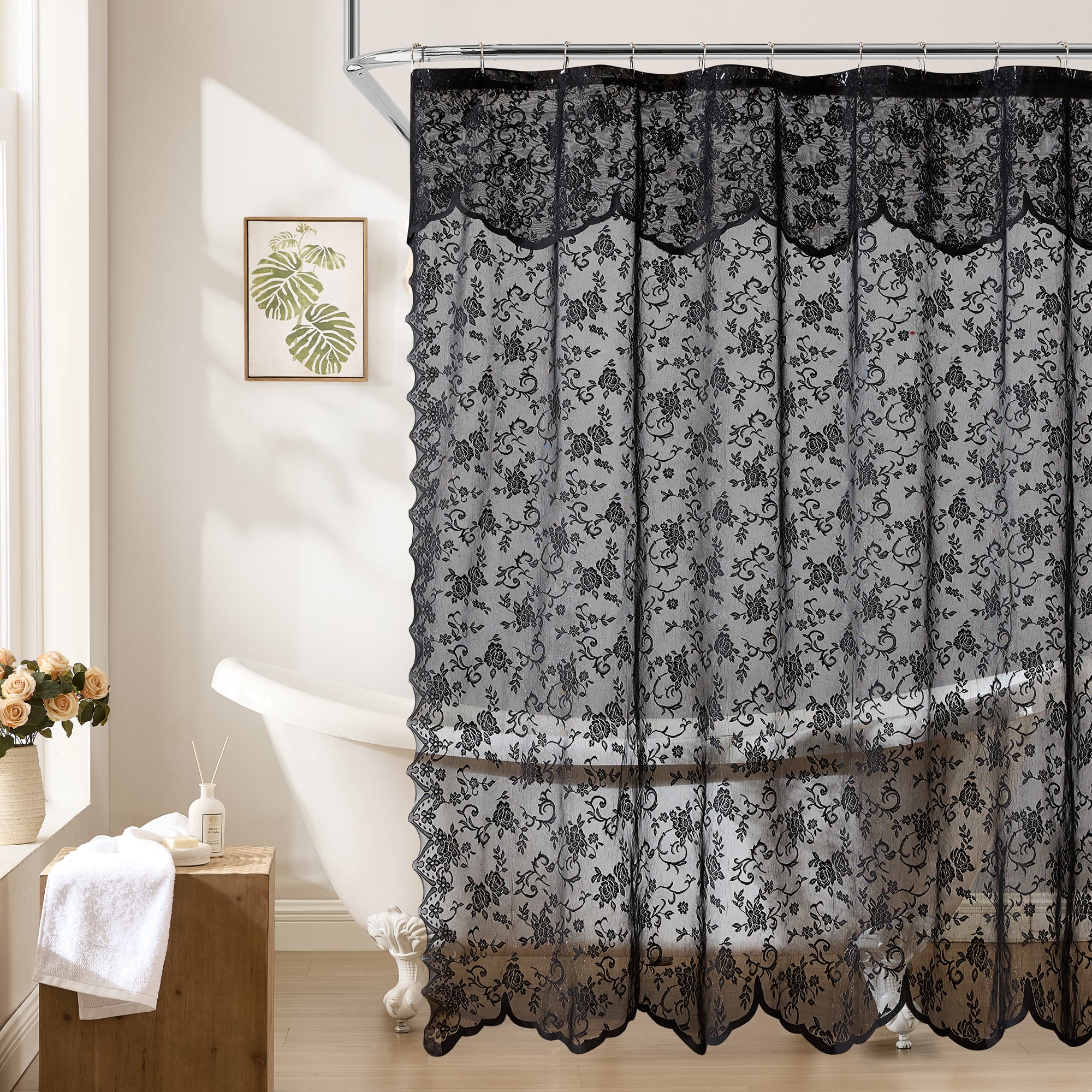 Harper Lace Floral Shower Curtain