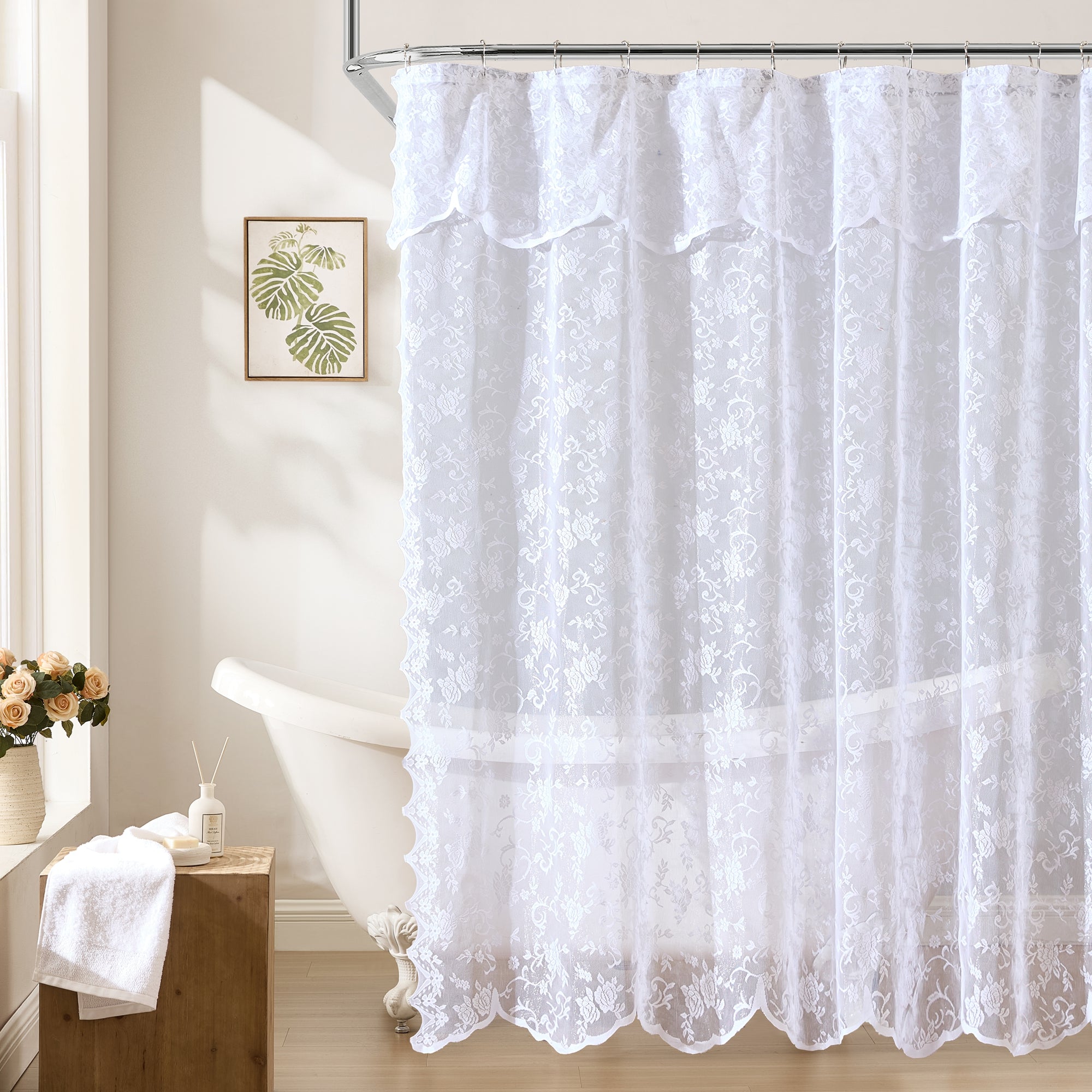 Harper Lace Floral Shower Curtain