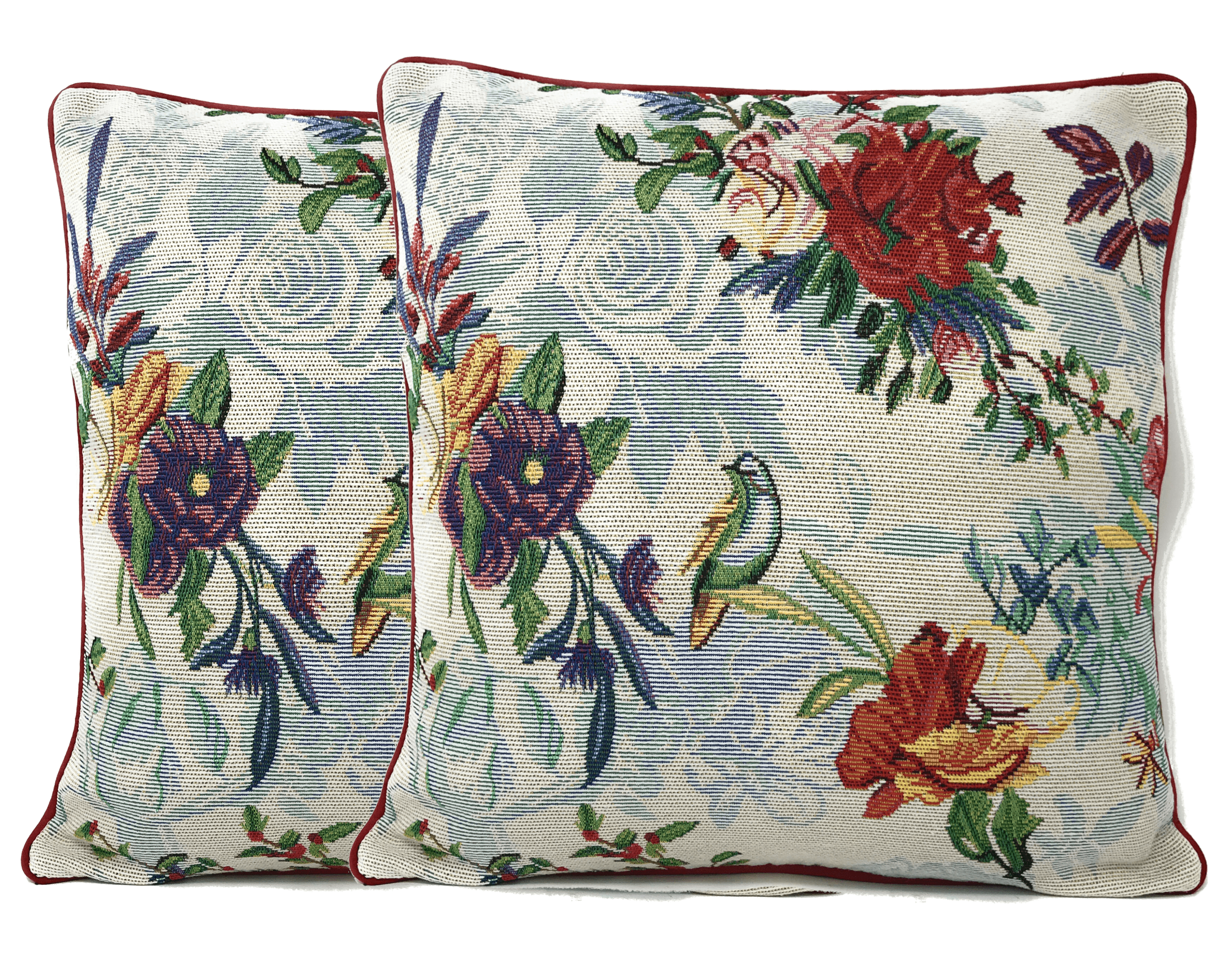 Elegant Tropical Paradise Birds Floral Tapestry Throw Pillow Covers 16" (18116)