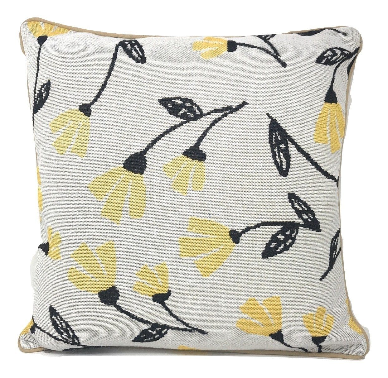 Yellow Fleur Floral Botanical Spring Tapestry Throw Pillow Cover, 16" x 16" (18112)
