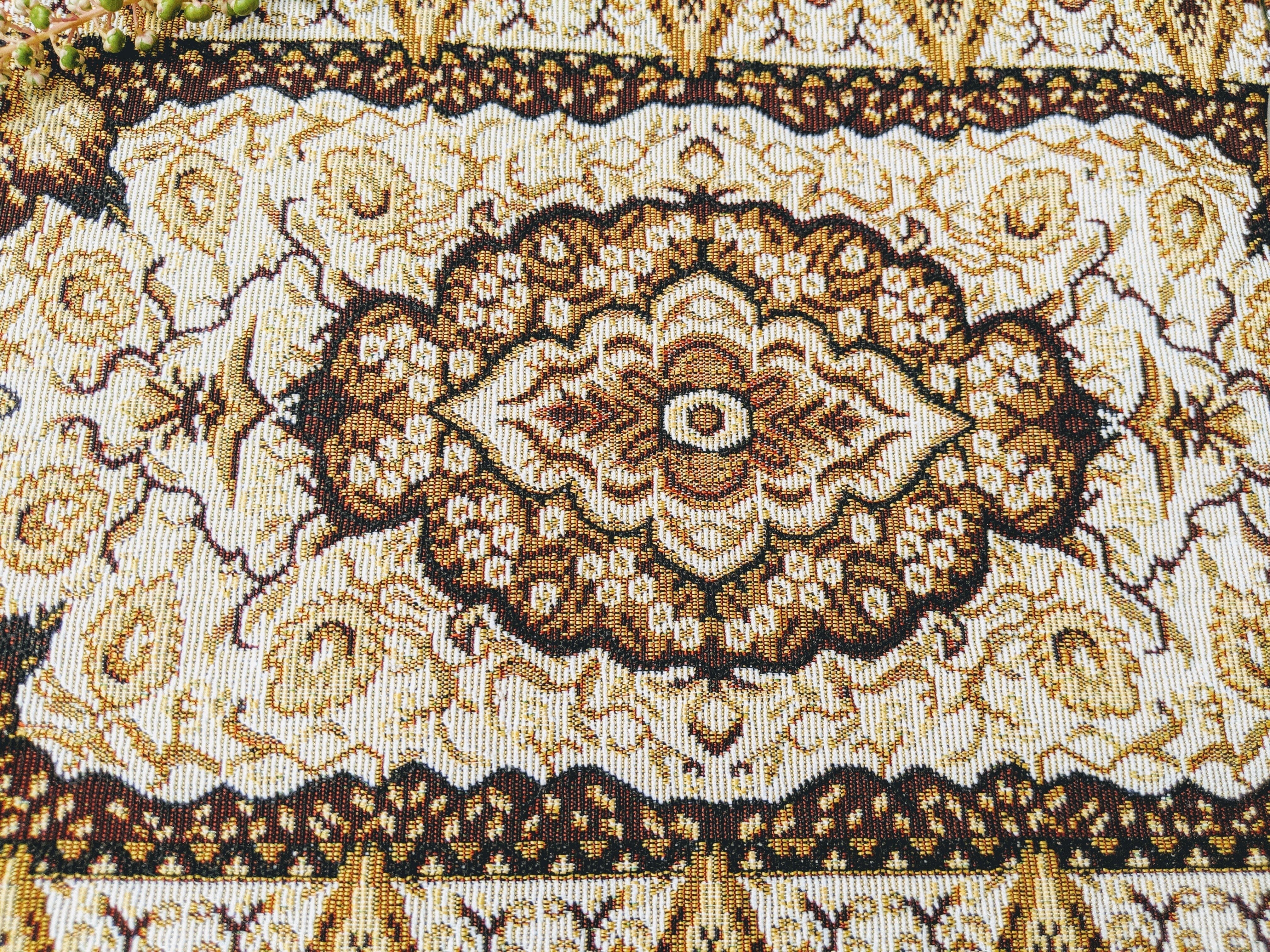 Set of 4-6 Pieces Royal Persian Style Rug Golden Brown Floral Tapestry Placemats 13" x 19" (18119)
