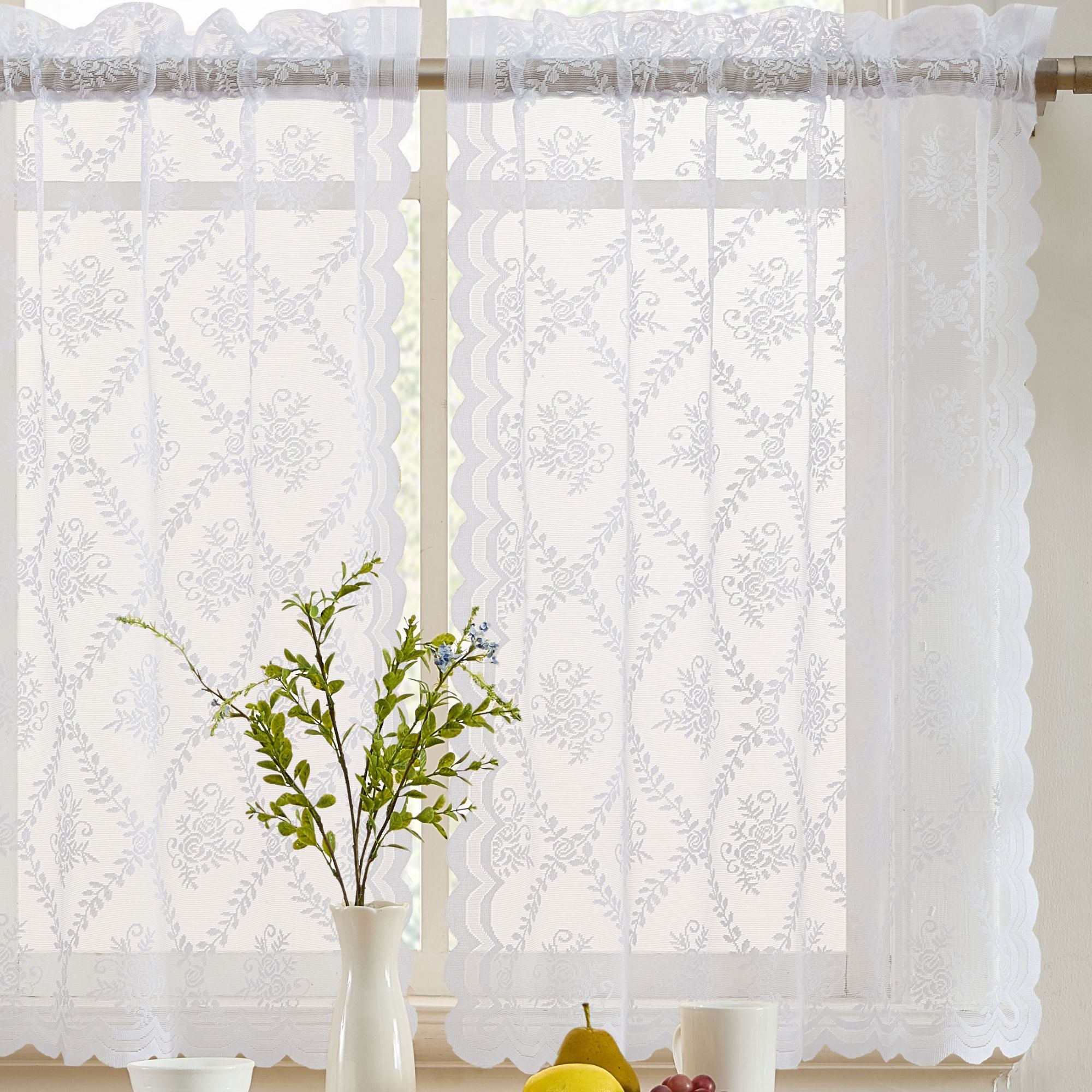 Isabella Floral Rod Pocket Lace Tiers