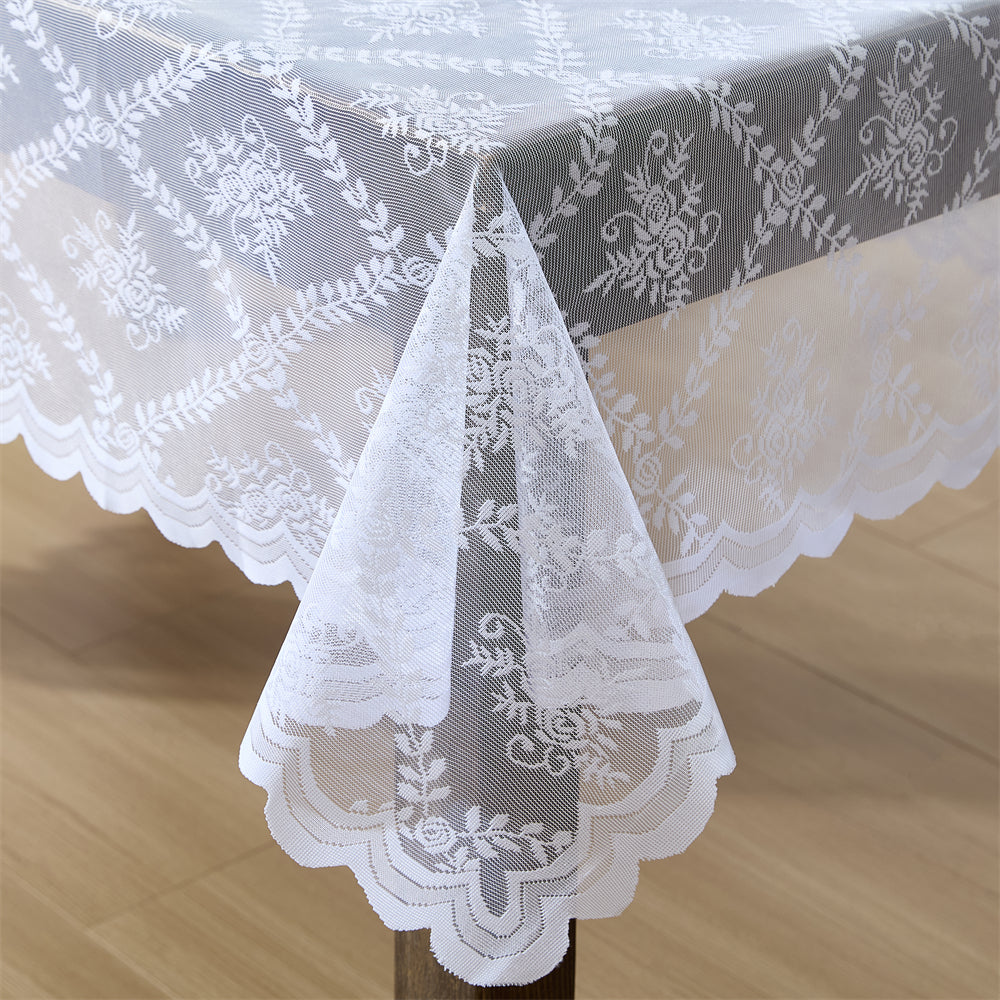 Isabella Floral Lace Fabric Round Tablecloth