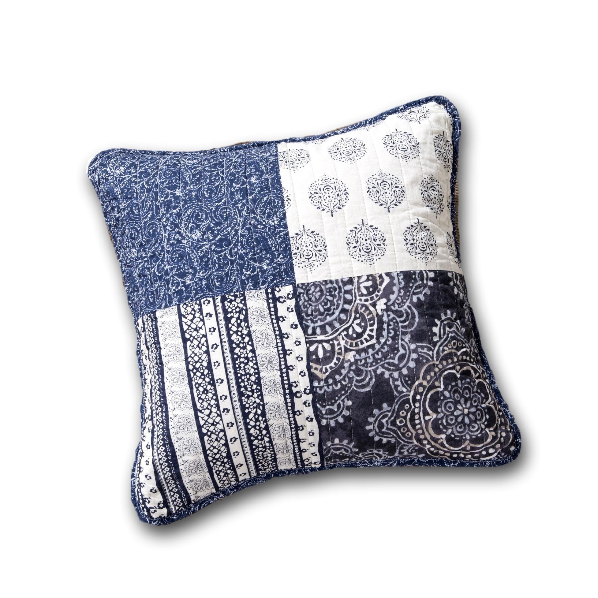 Set of 2-Pieces Bohemian Denim Blue Elegance Throw Pillow Covers - 18" x 18" (JHW660)