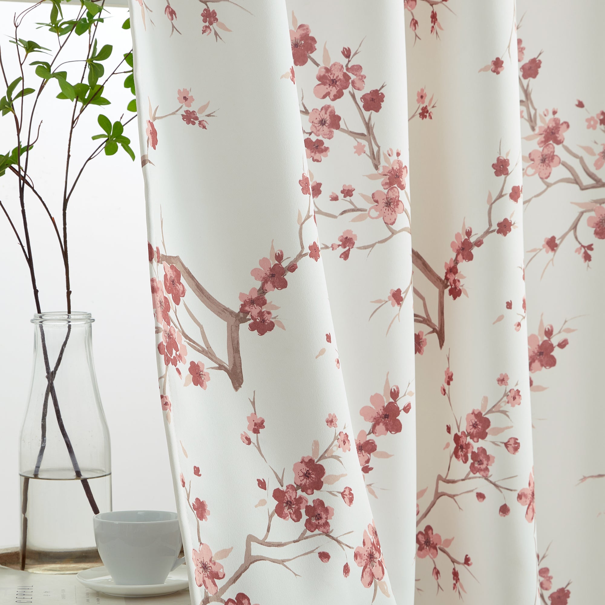 Jasmine Floral Room Darkening Rod Pocket Curtain Panels
