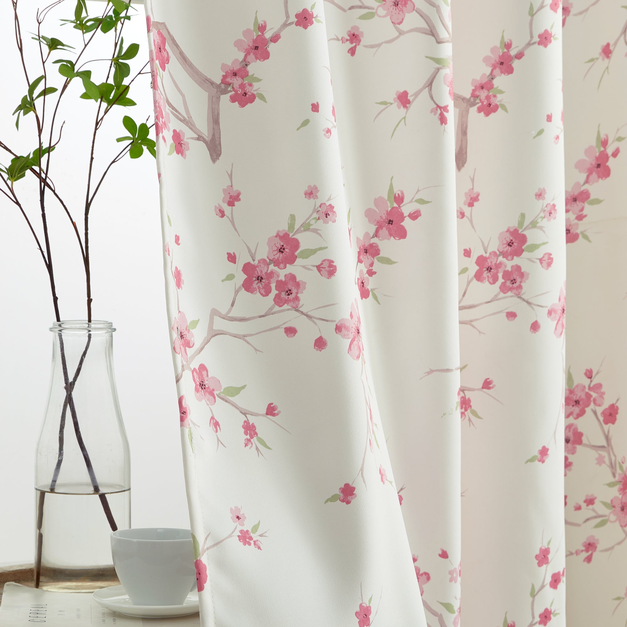 Jasmine Floral Room Darkening Rod Pocket Curtain Panels