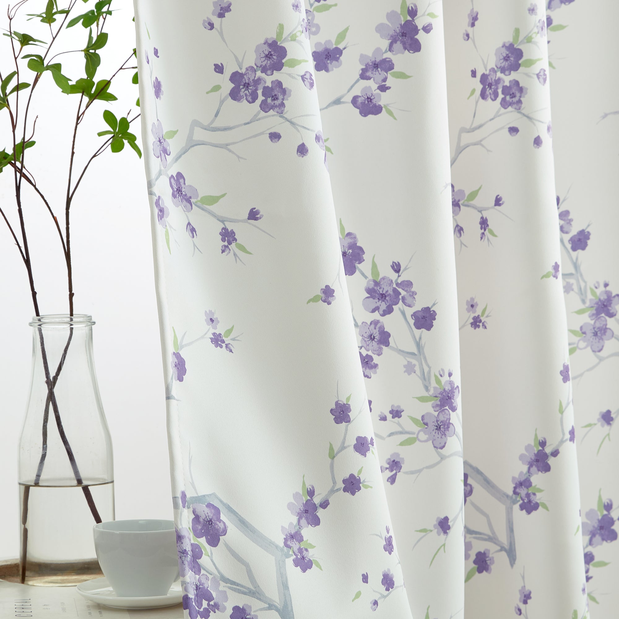 Jasmine Floral Room Darkening Rod Pocket Curtain Panels