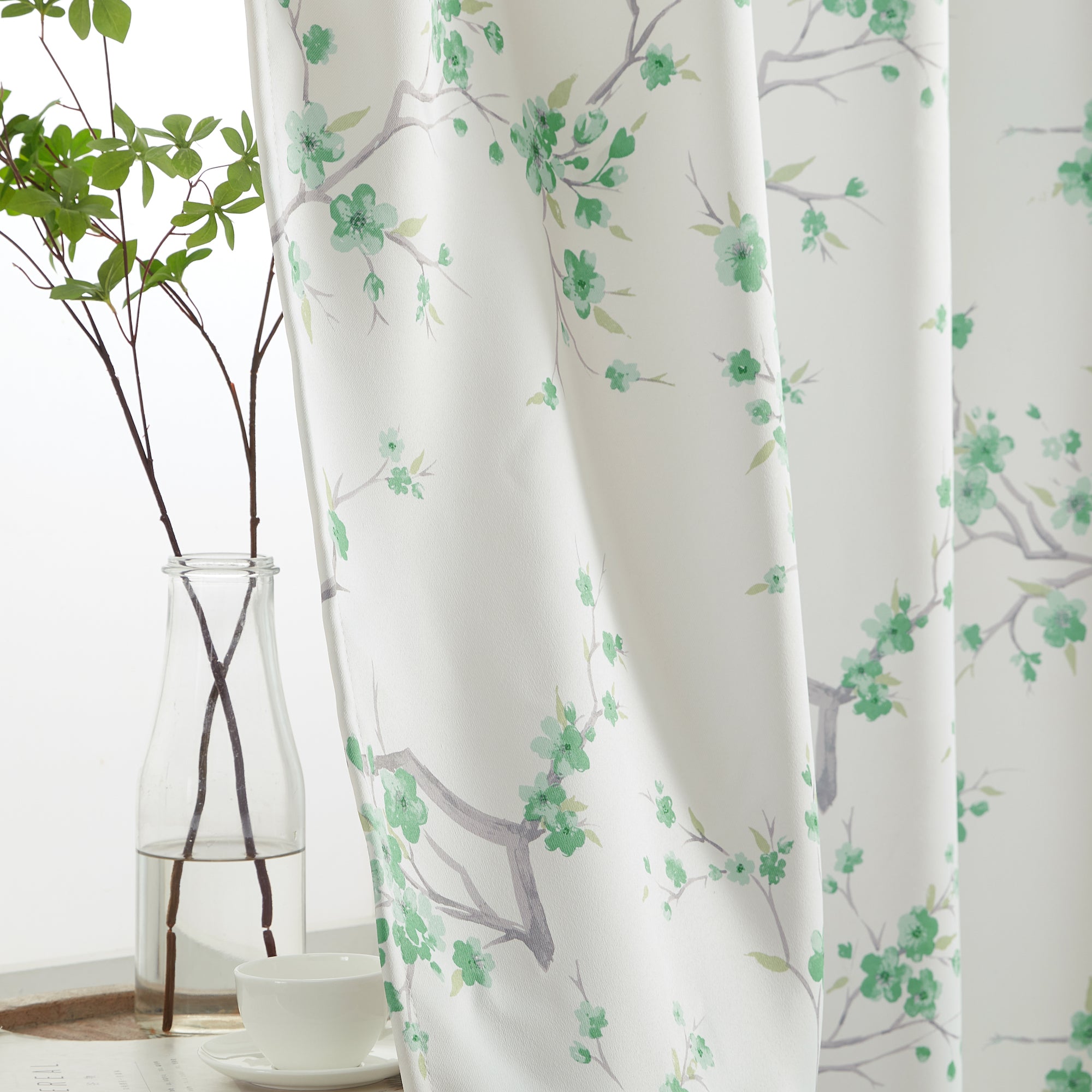 Jasmine Floral Room Darkening Rod Pocket Curtain Panels