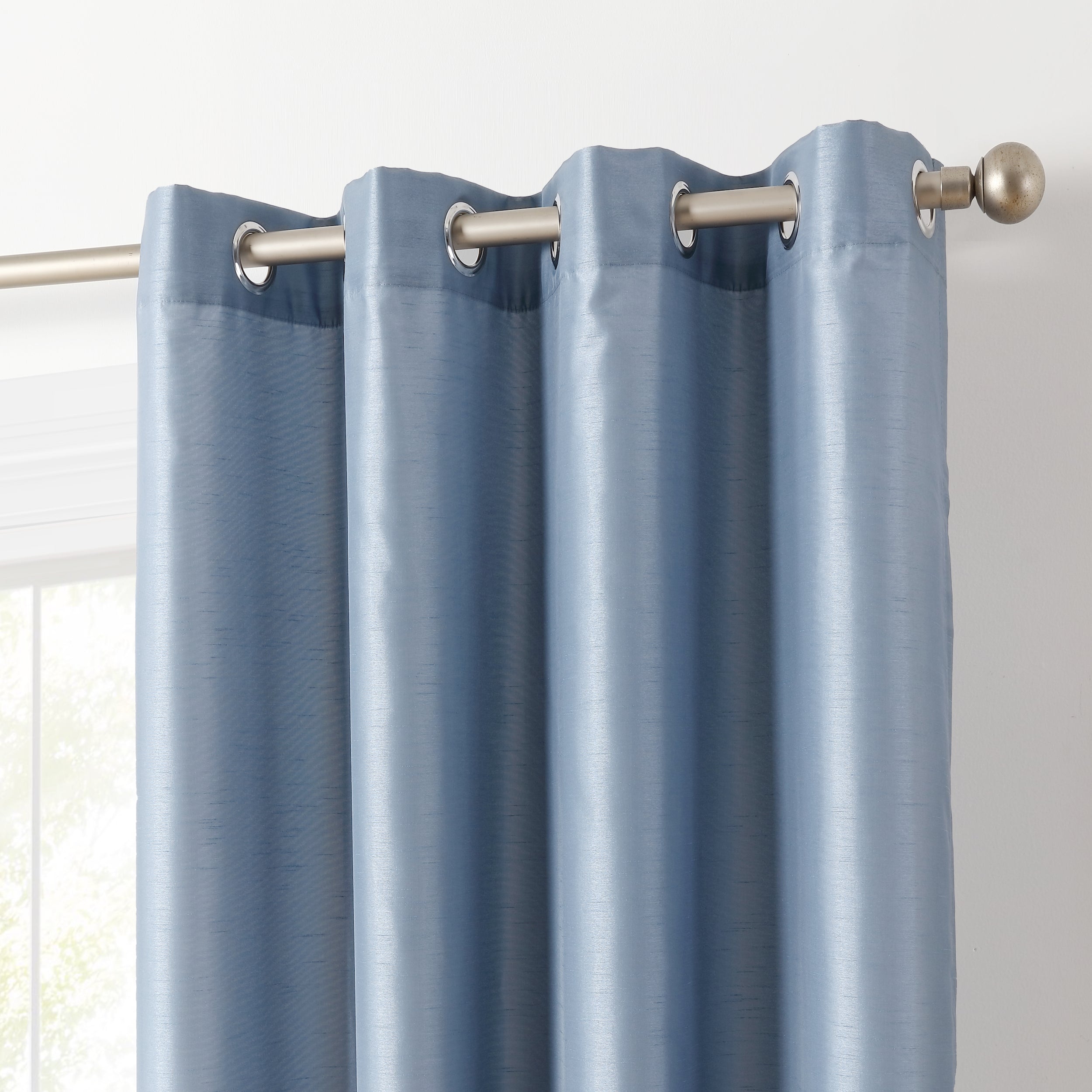 Jefferson Faux Silk Grommet Curtain Panels