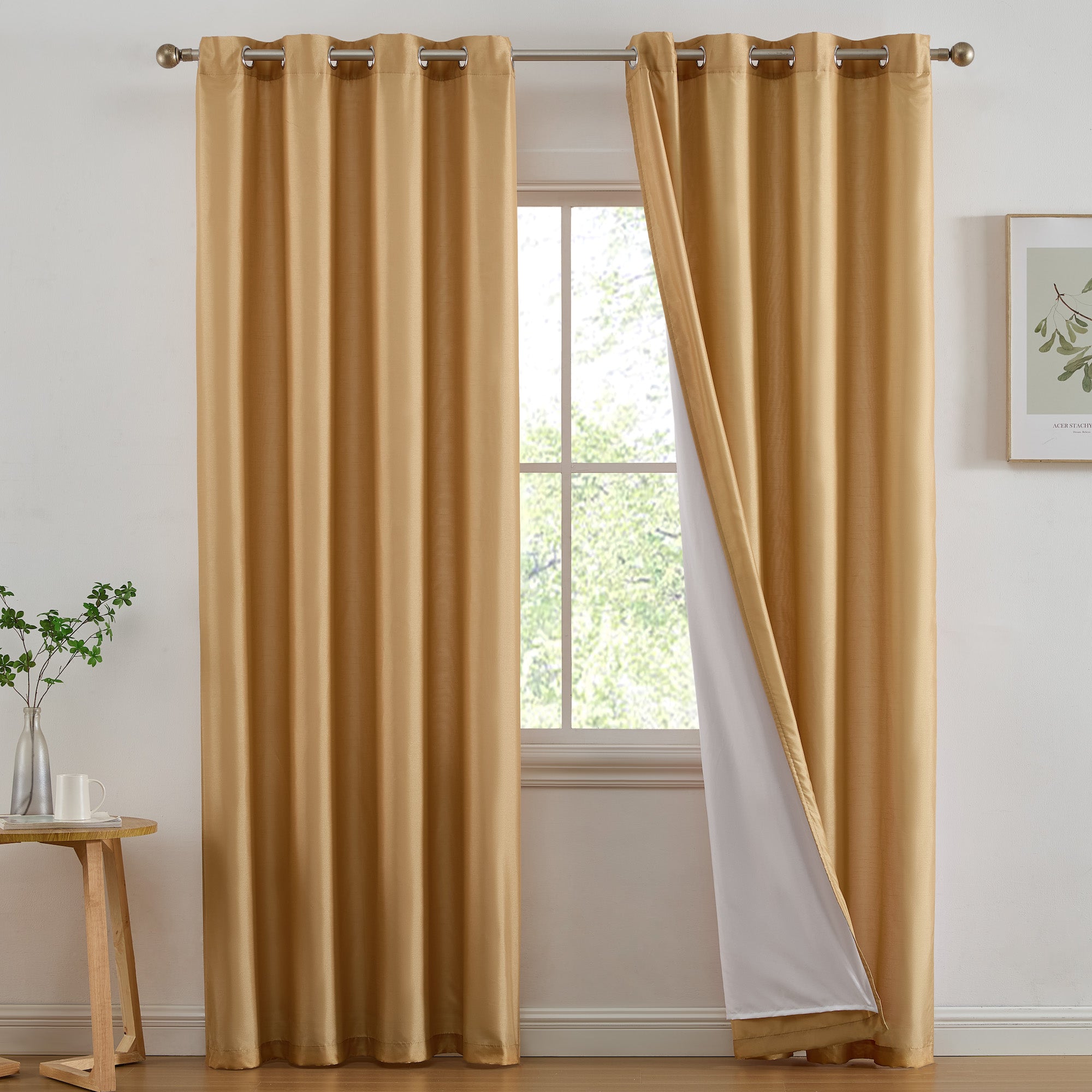 Jefferson Faux Silk Grommet Curtain Panels