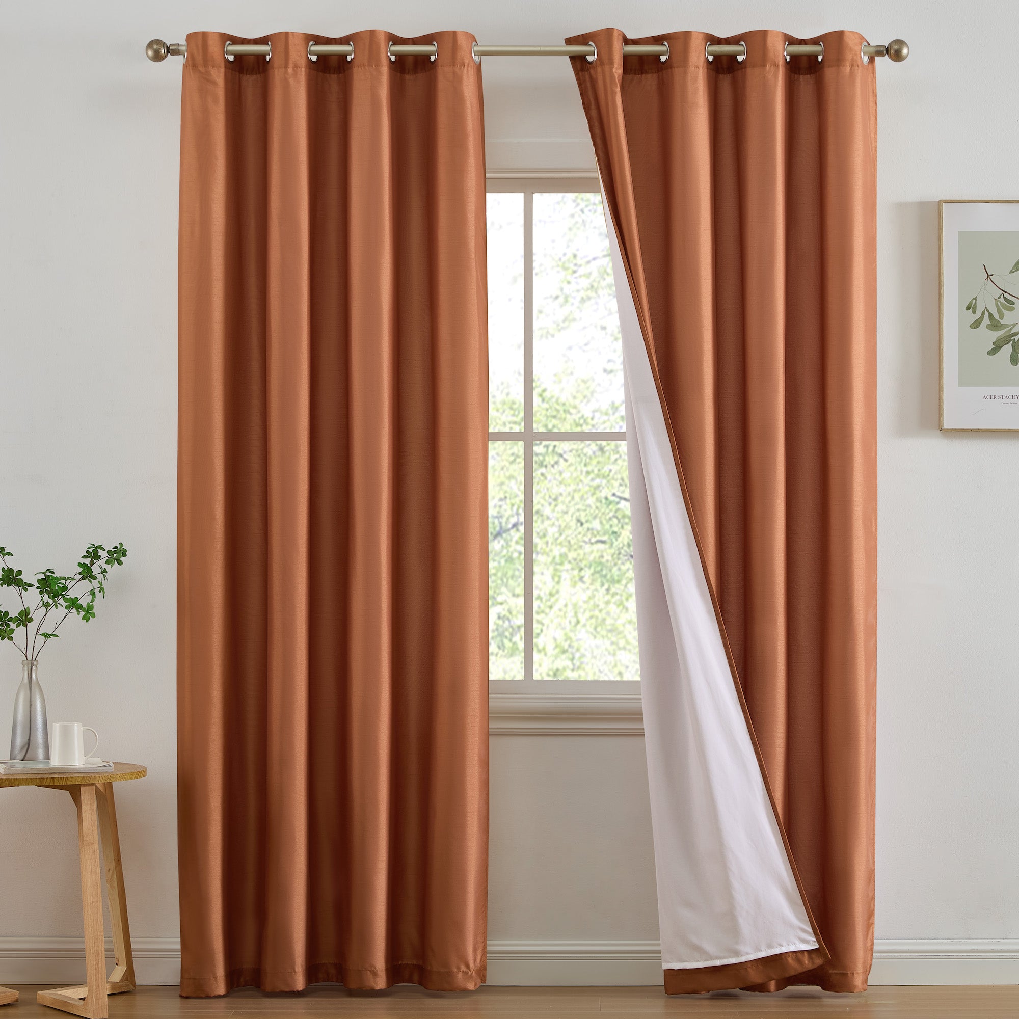 Jefferson Faux Silk Grommet Curtain Panels