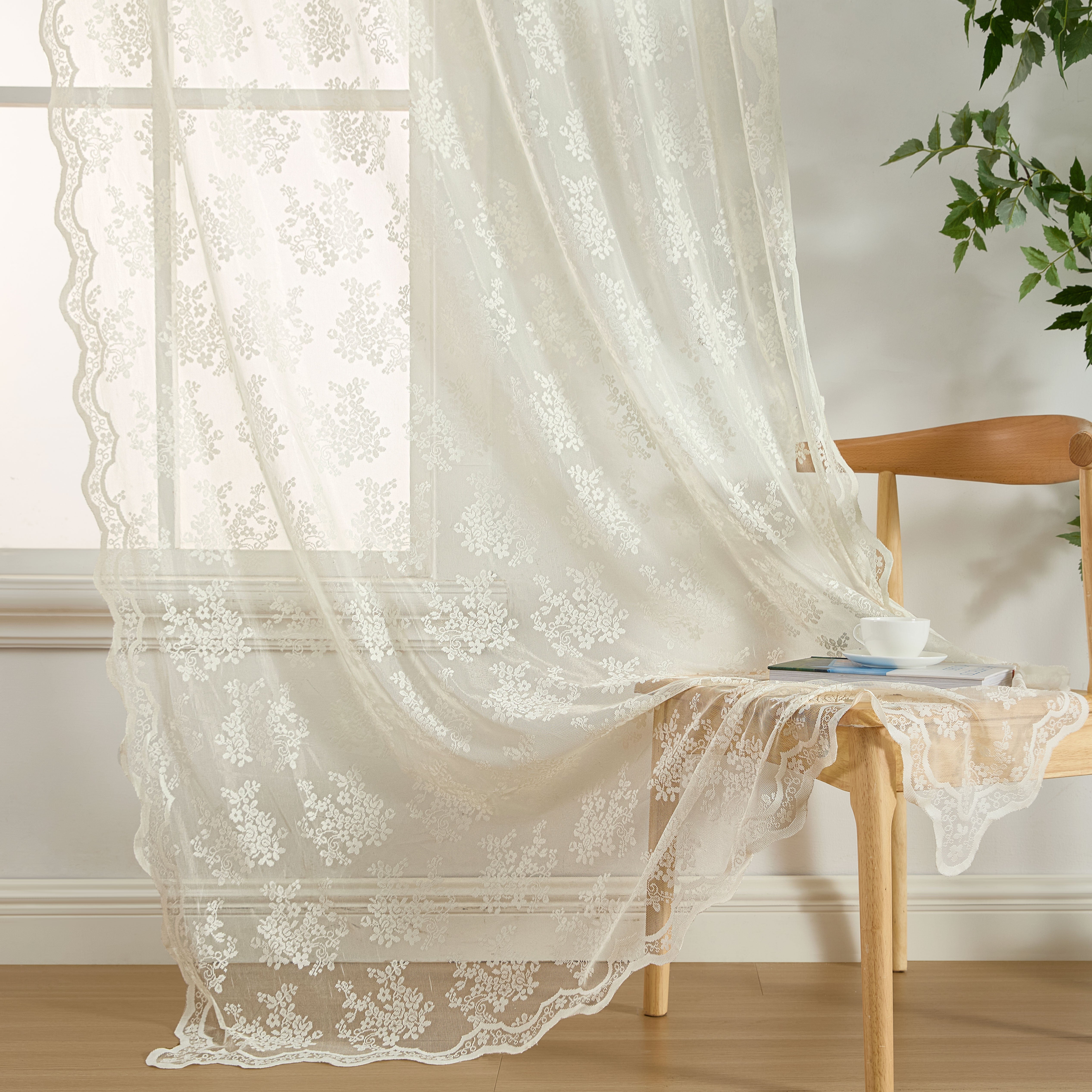 Jolene Floral Sheer Rod Pocket Curtains