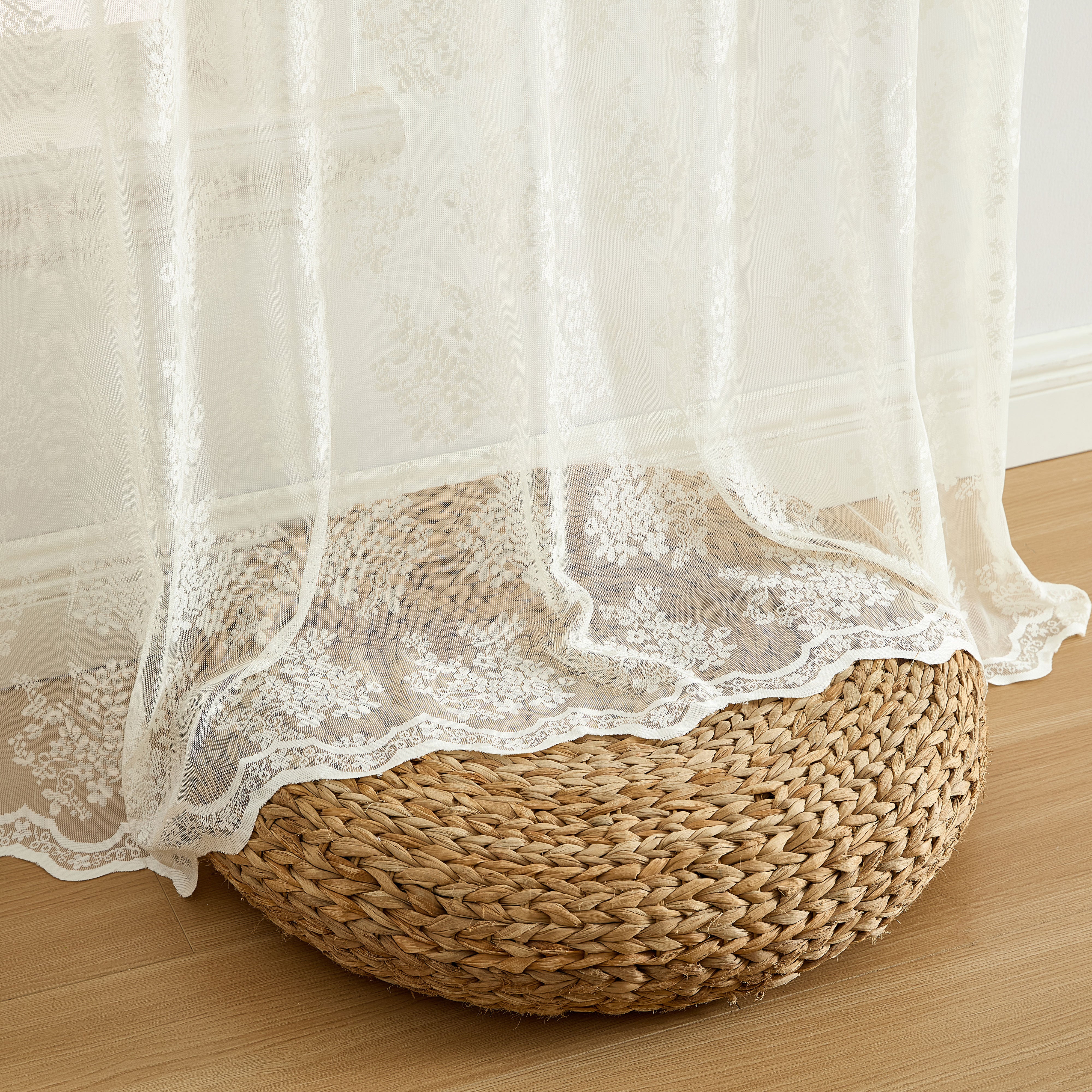 Jolene Floral Sheer Rod Pocket Curtains