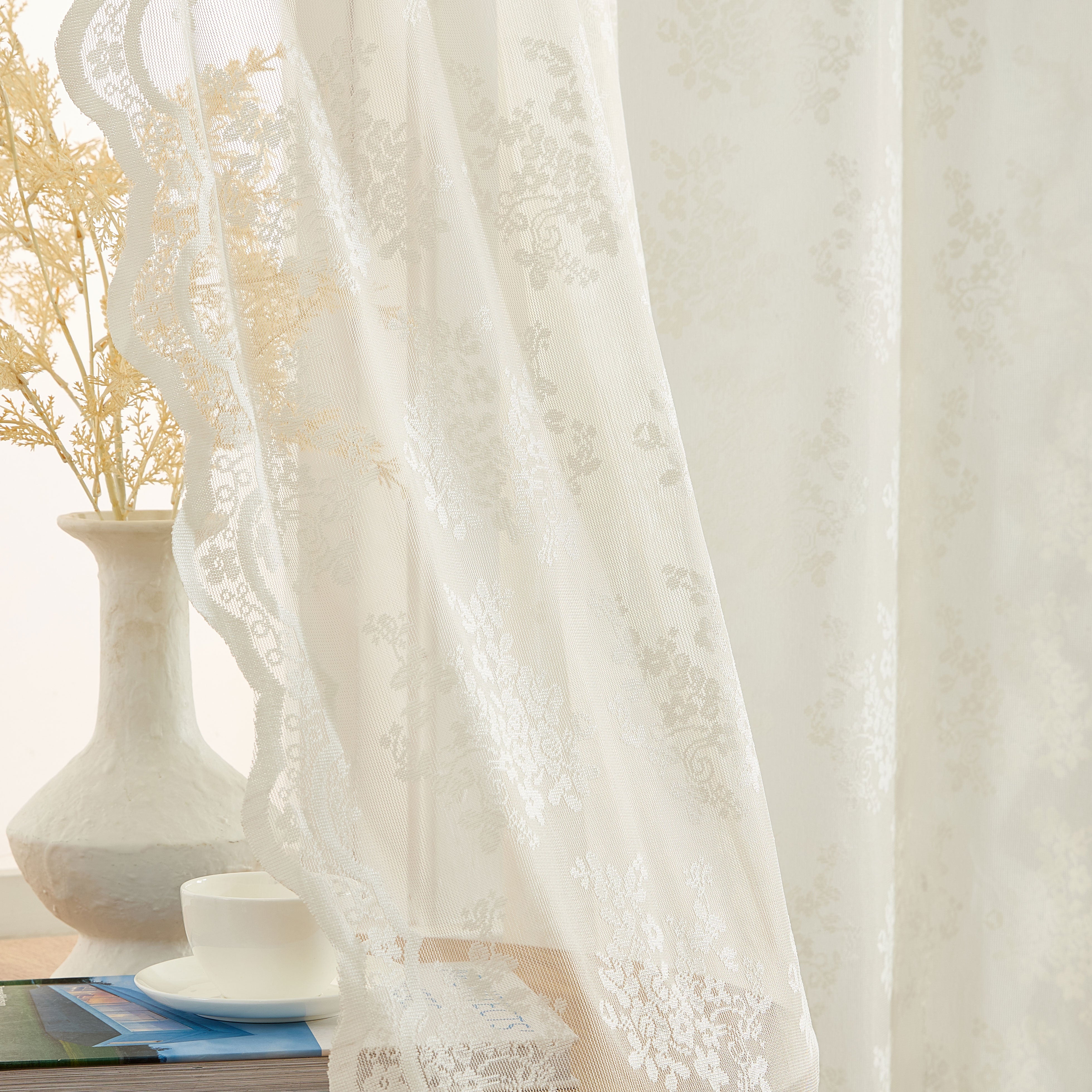 Jolene Floral Sheer Rod Pocket Curtains