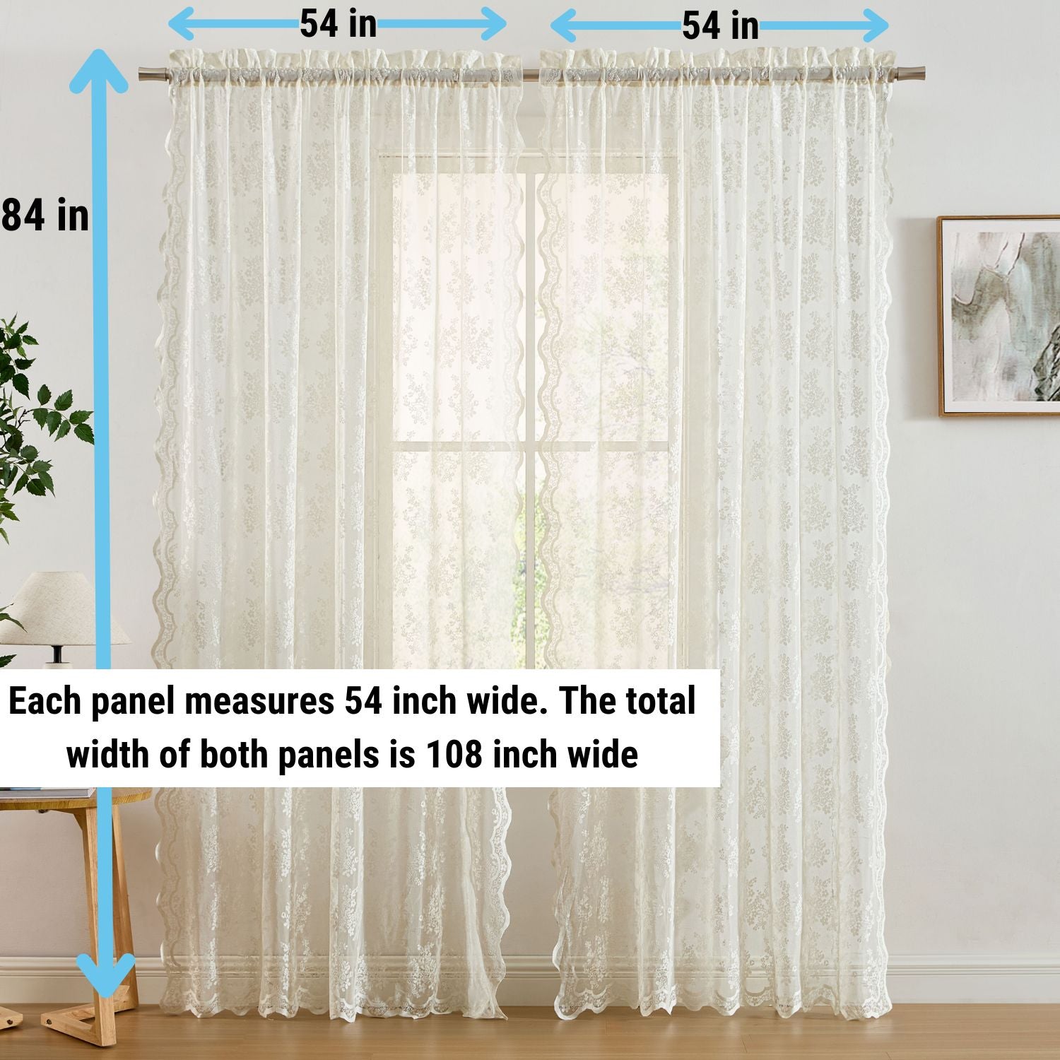 Jolene Floral Sheer Rod Pocket Curtains