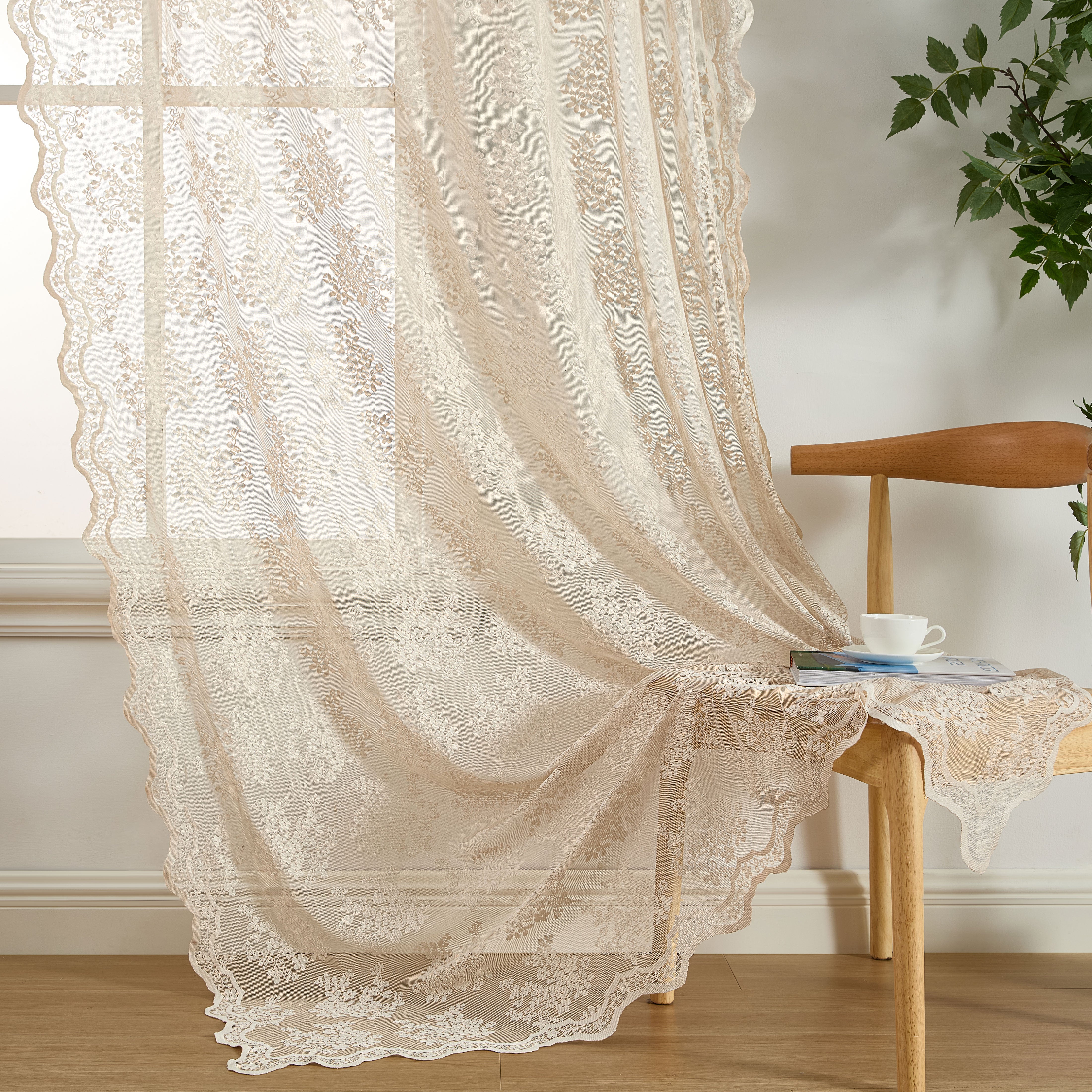 Jolene Floral Sheer Rod Pocket Curtains