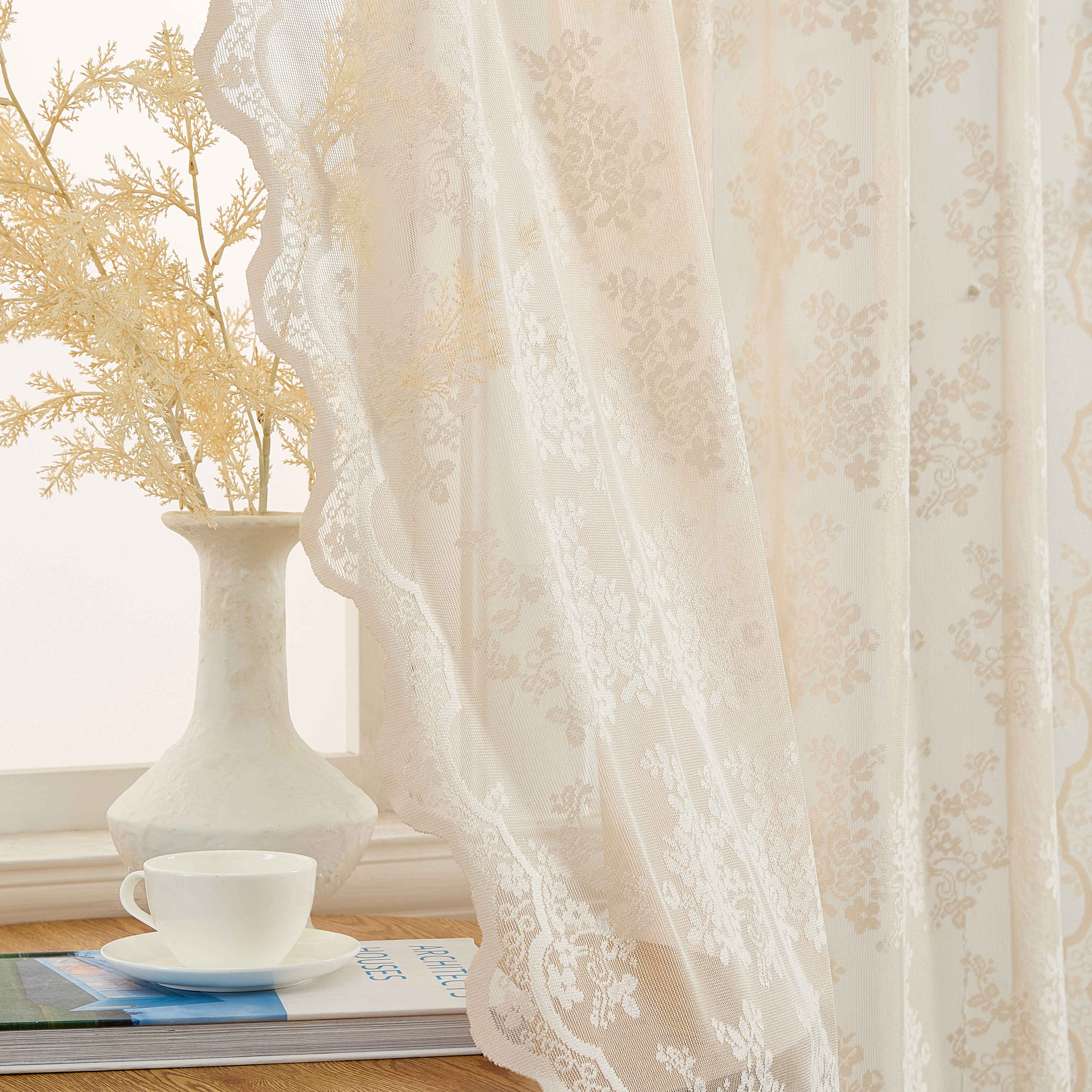 Jolene Floral Sheer Rod Pocket Curtains